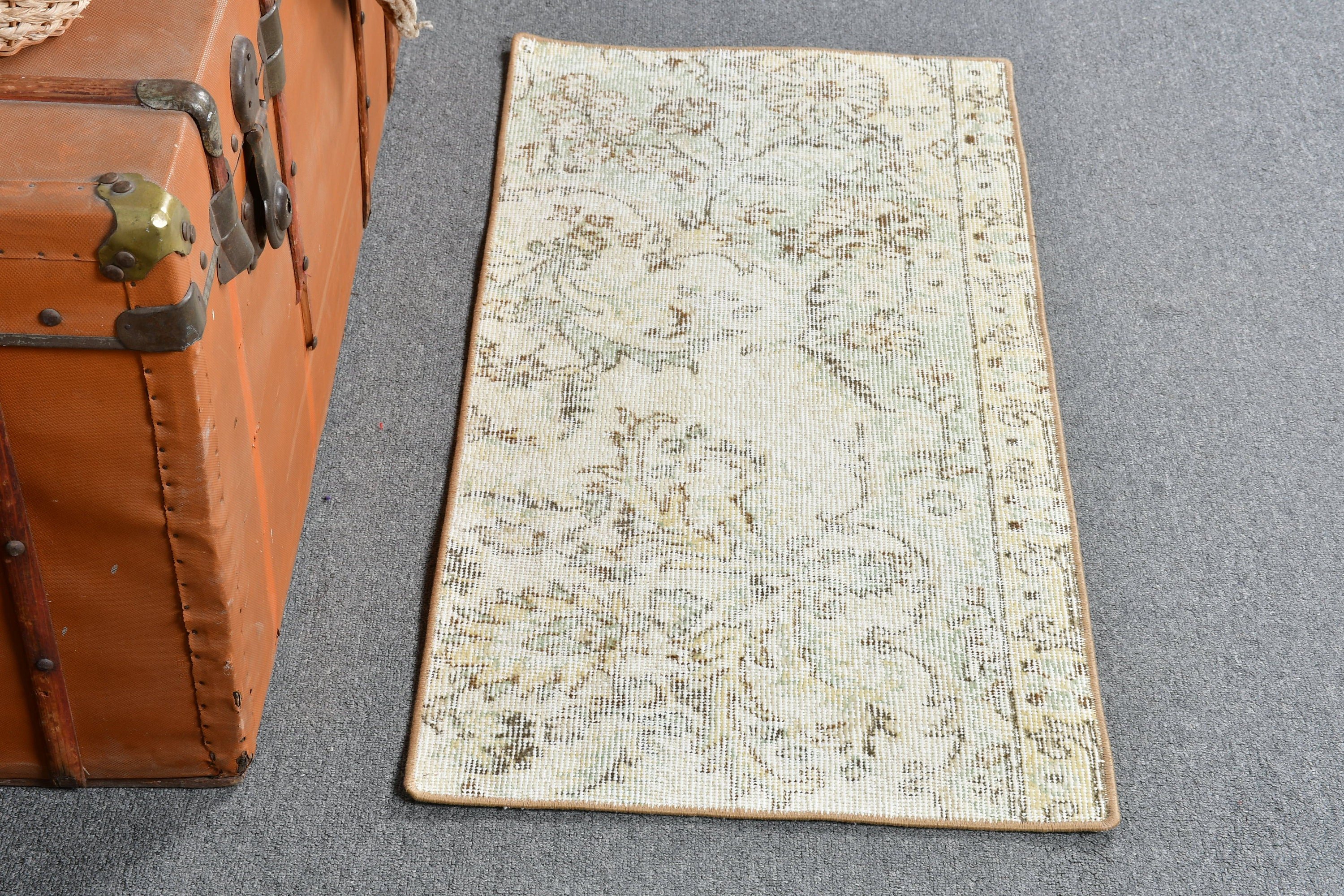 Kitchen Rug, Bath Rug, Anatolian Rug, Vintage Rug, Rugs for Kitchen, Beige Wool Rug, Turkish Rug, 1.6x3.3 ft Small Rugs, Home Decor Rug