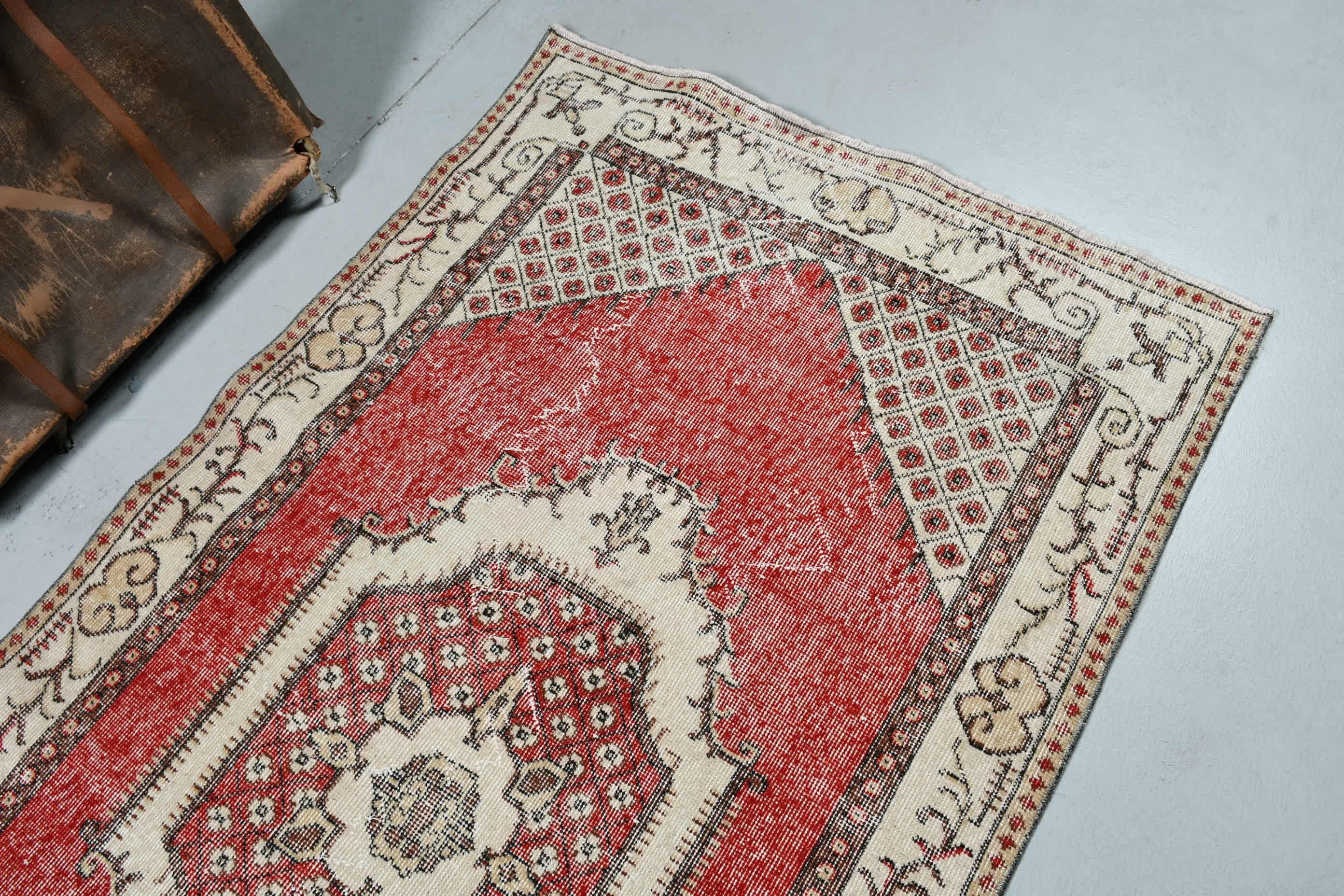 Oriental Rug, Rugs for Area, Kitchen Rugs, Red  3.6x6.9 ft Area Rug, Vintage Rug, Floor Rugs, Turkish Rug, Nursery Rug