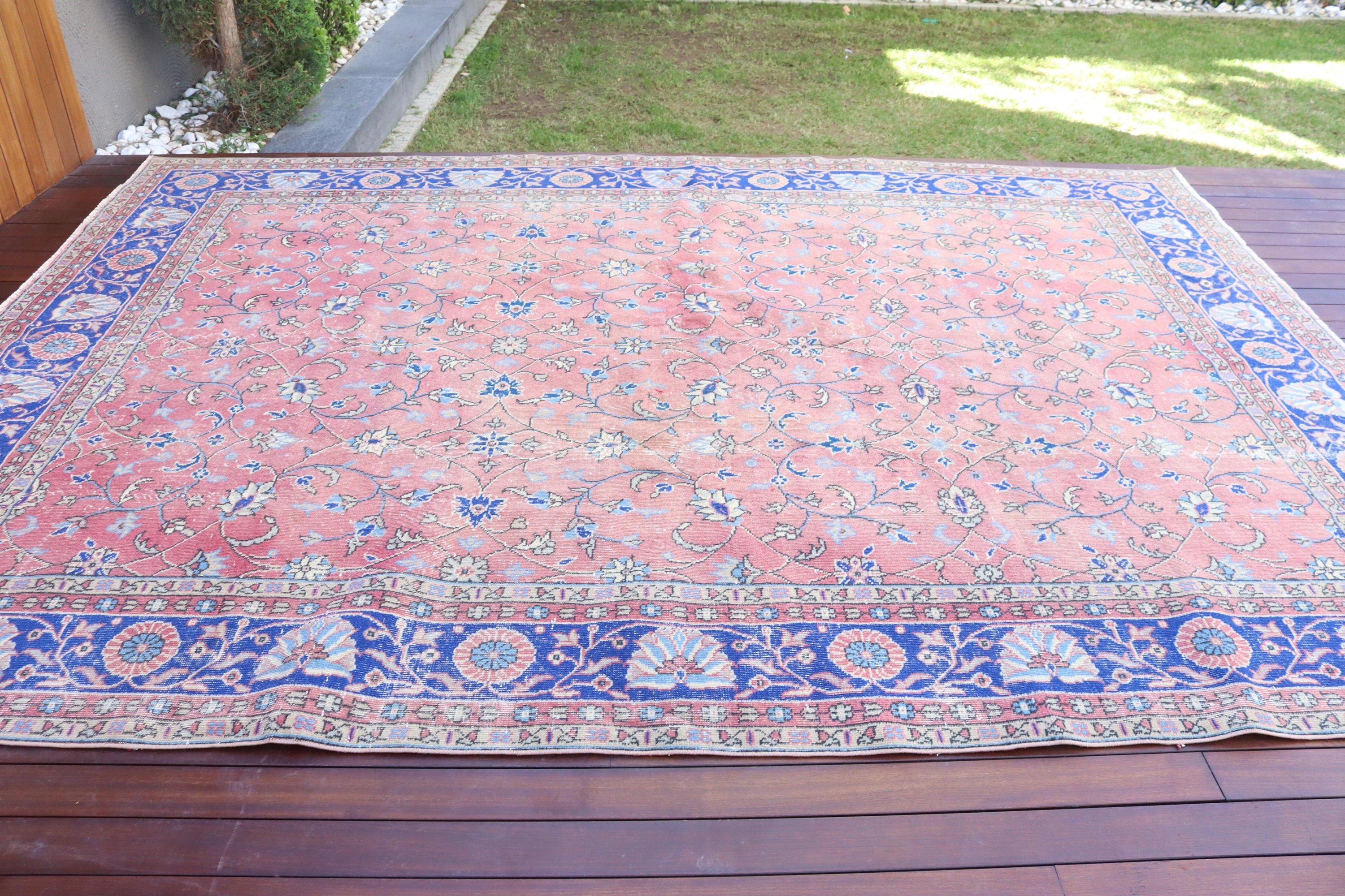 7.9x11.2 ft Büyük Boy Halılar, Vintage Halı, Büyük Boho Halı Halıları, Mutfak Halısı, Büyük Boy Türk Halıları, Lüks Halılar, Türk Halıları, Kırmızı Oushak Halıları