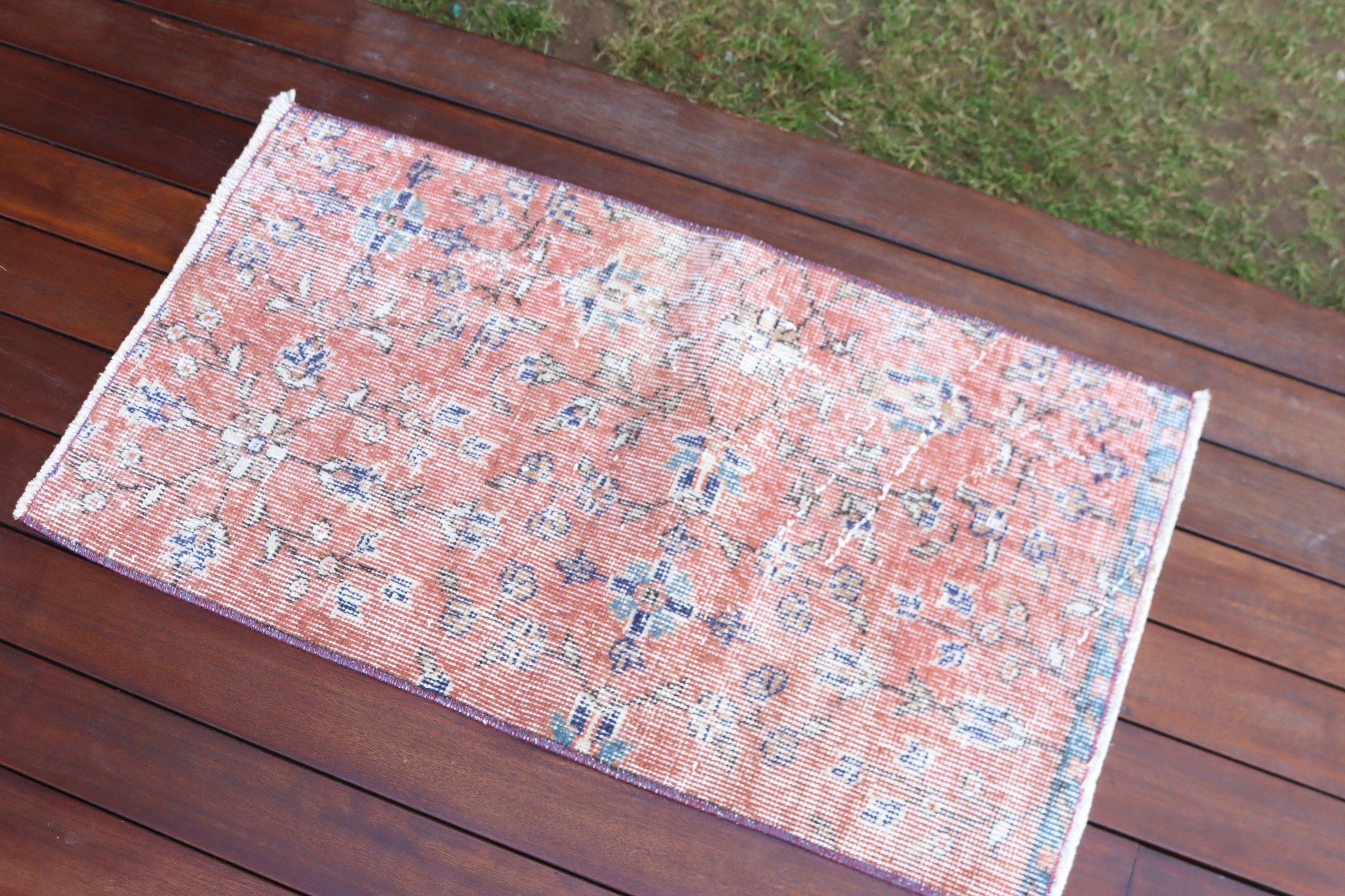 Handwoven Rugs, Red Floor Rug, Kitchen Rug, Turkish Rugs, Vintage Rugs, Bathroom Rug, 1.7x3.1 ft Small Rug, Rugs for Kitchen, Car Mat Rug