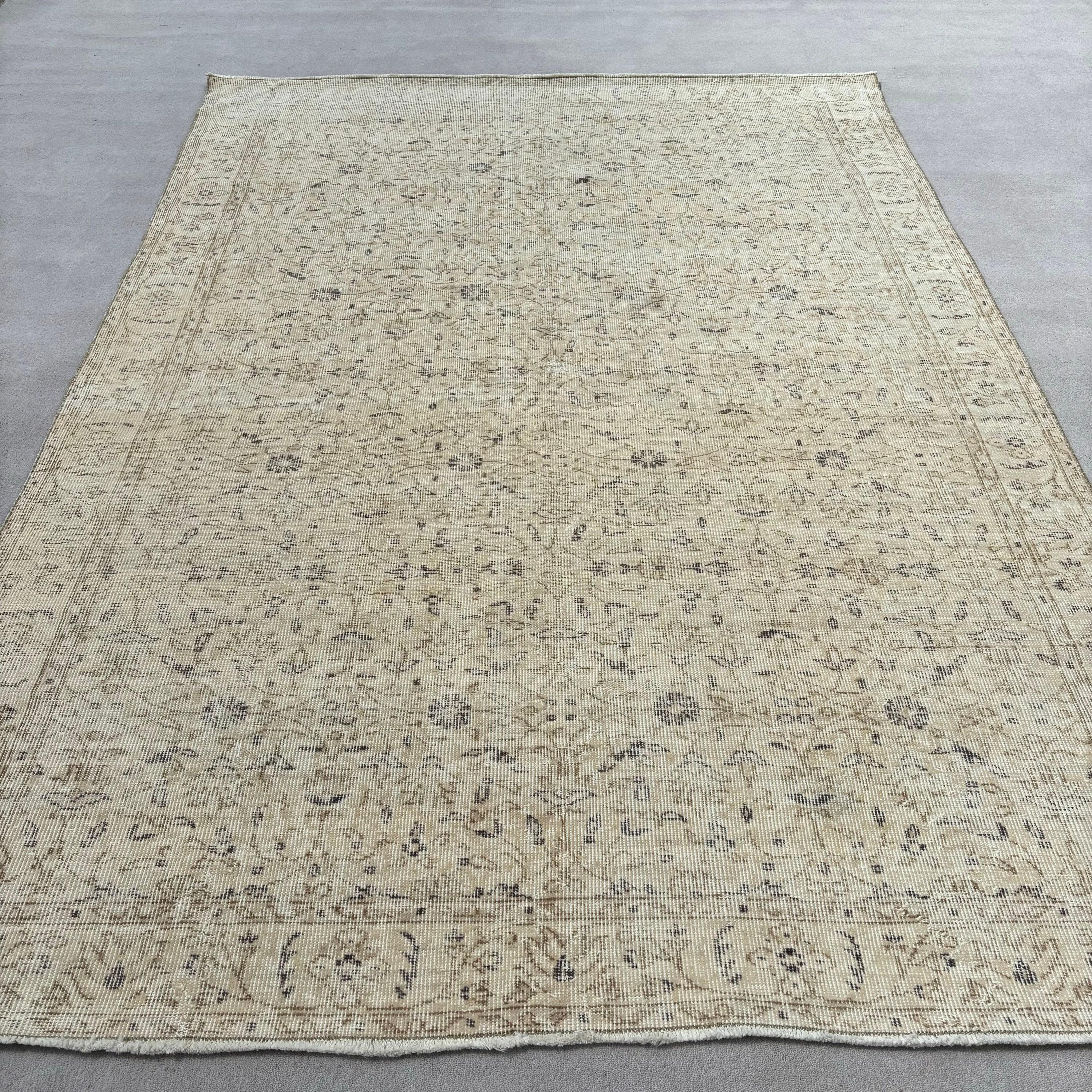 Yer Halısı, 4.8x7.8 ft Alan Halısı, Mutfak Halıları, Türk Halısı, Bej Modern Halı, Oturma Odası Halısı, Vintage Halılar, Havalı Halı, Açıklama Halıları