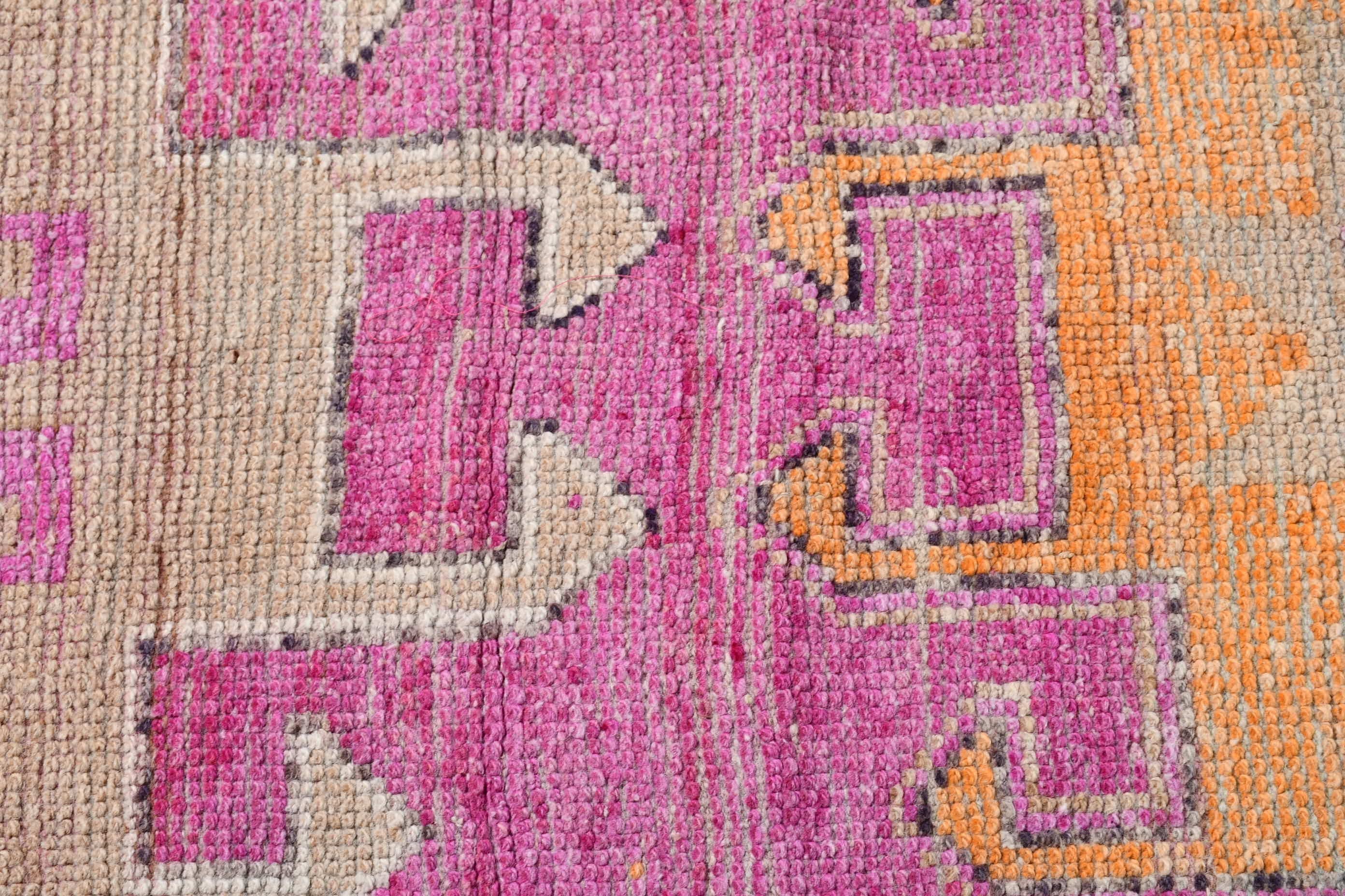 Stair Rug, Wool Rugs, Antique Rug, Natural Rug, Rugs for Stair, Vintage Rug, Pink Kitchen Rugs, 3.1x11.1 ft Runner Rug, Turkish Rug