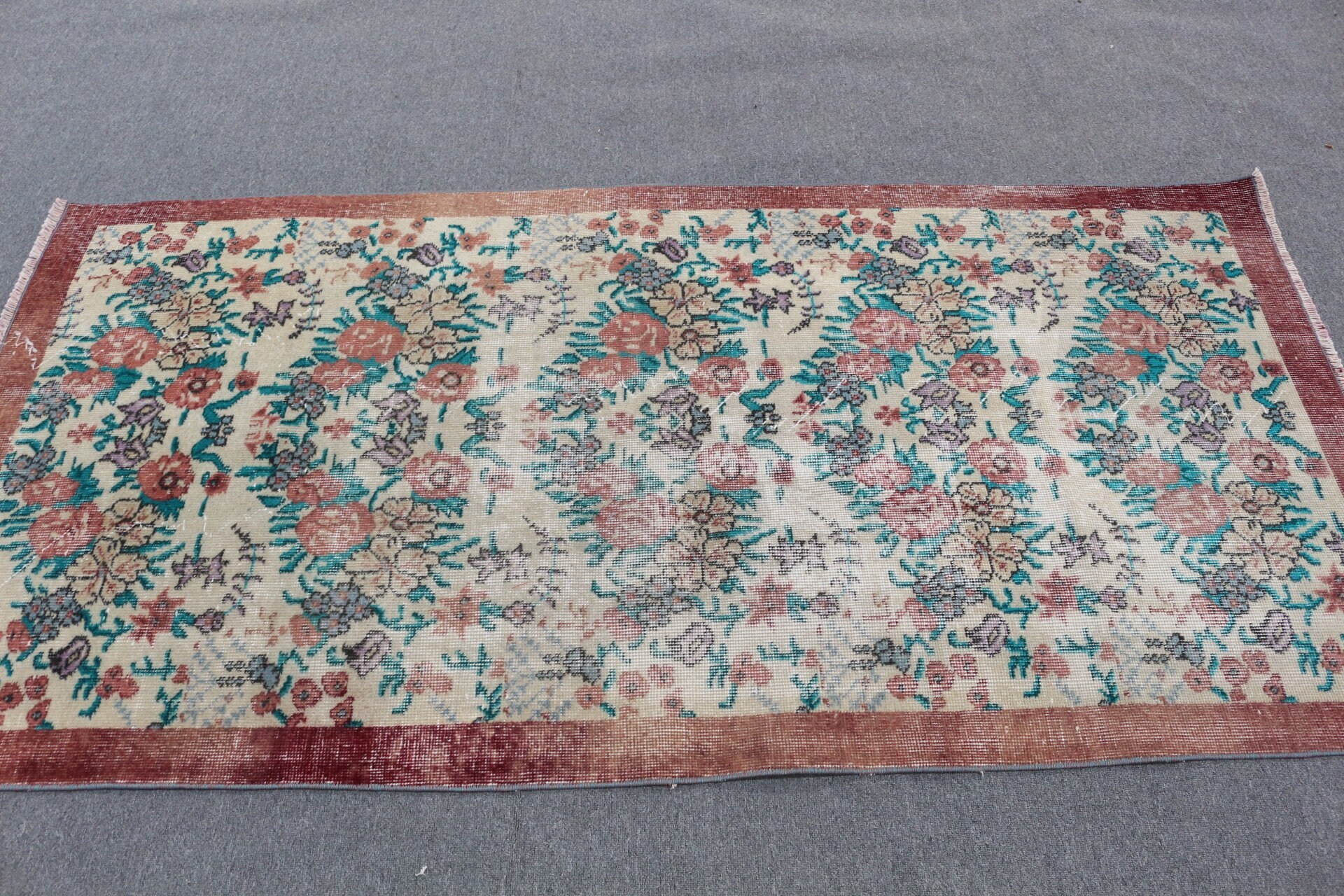 3.4x6.7 ft Accent Rug, Rugs for Bedroom, Red Wool Rug, Turkish Rug, Vintage Rugs, Anatolian Rug, Entry Rug, Kitchen Rug