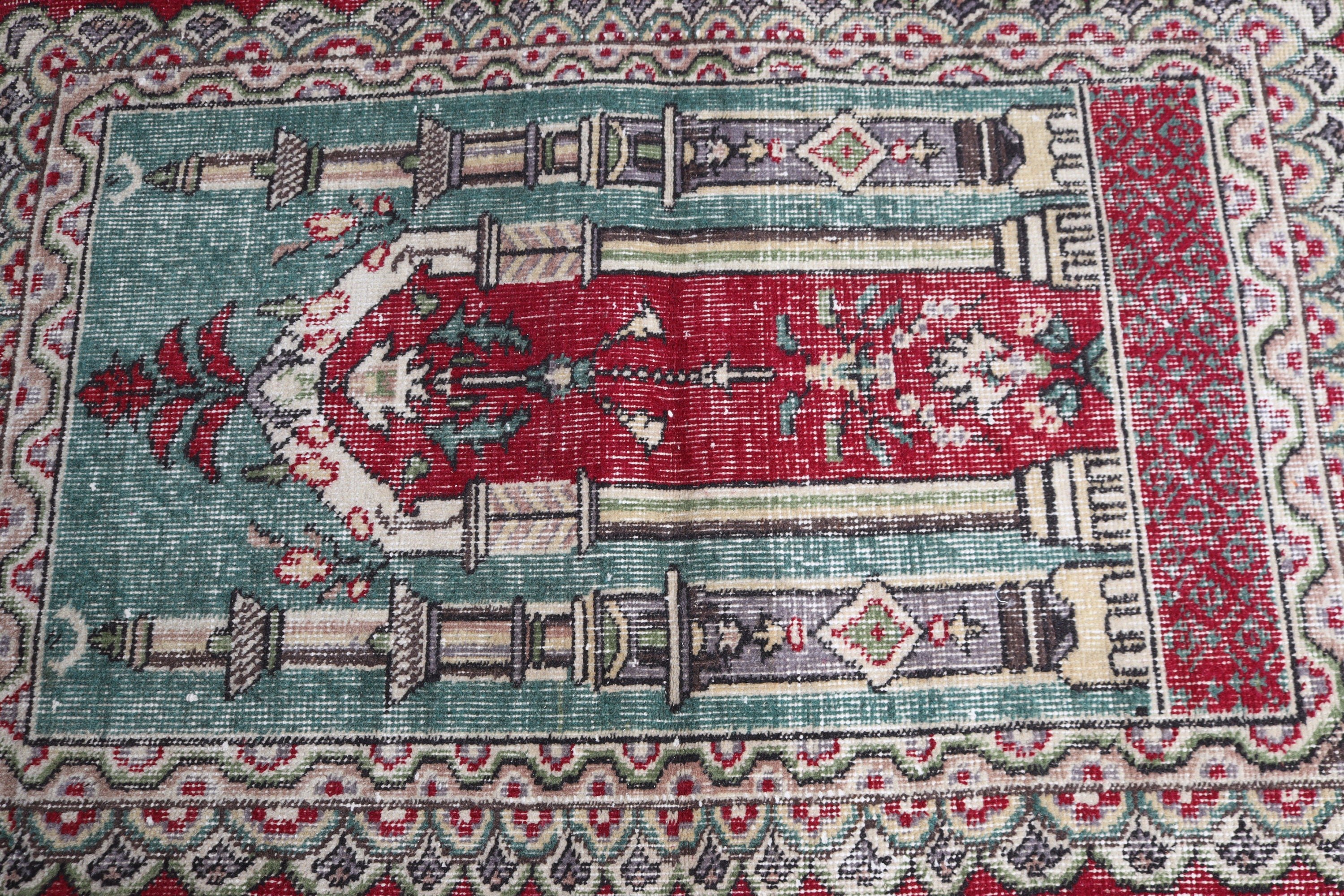 Vintage Rugs, Floor Rugs, Green  2.5x3.7 ft Small Rugs, Turkish Rugs, Bath Rugs, Kitchen Rugs, Small Vintage Rugs, Modern Rug