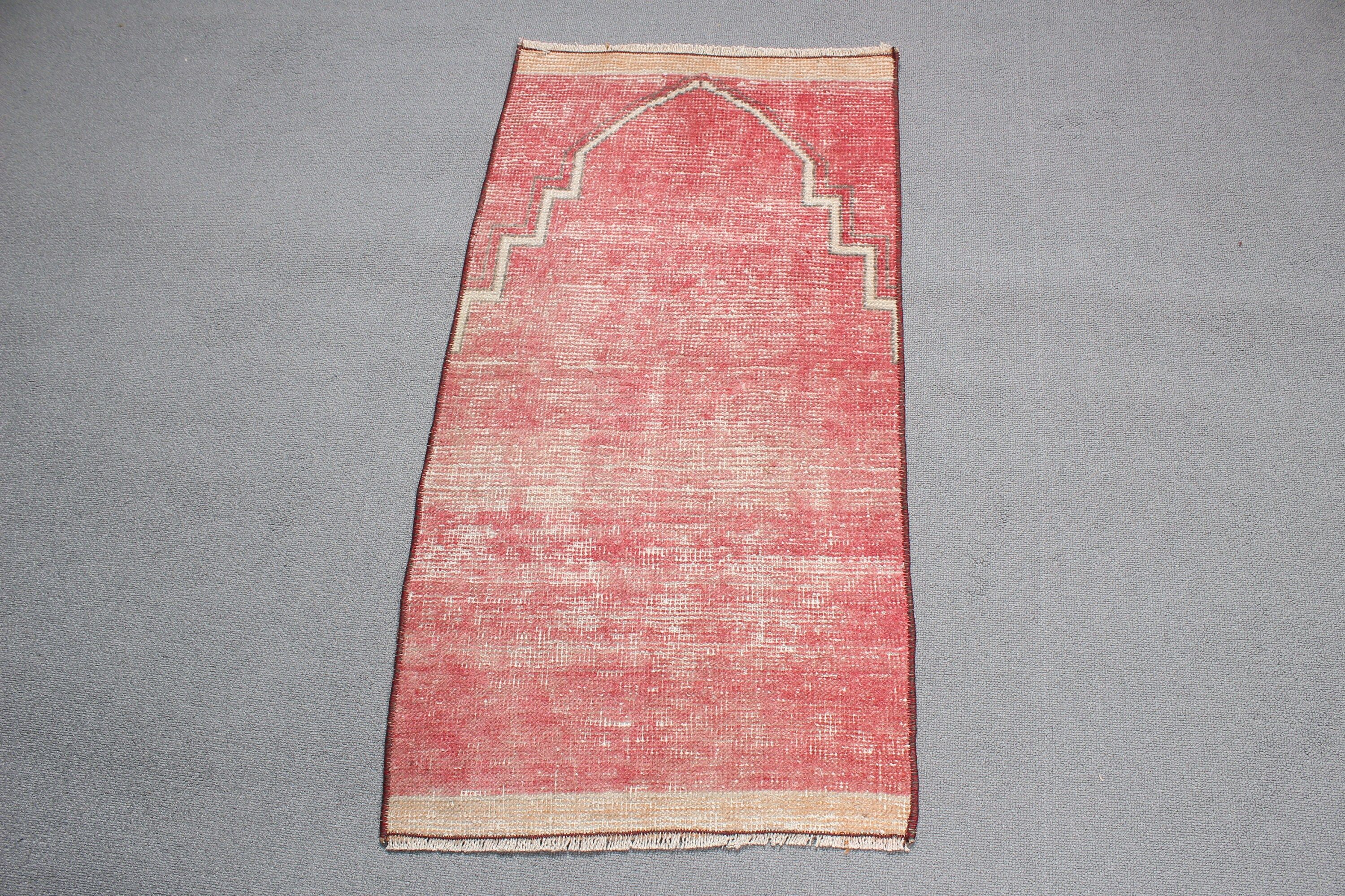 Turkish Rugs, Vintage Rugs, Wall Hanging Rug, Bedroom Rug, Red Modern Rug, Luxury Rugs, 1.6x3.1 ft Small Rug, Bath Rug, Rugs for Bathroom