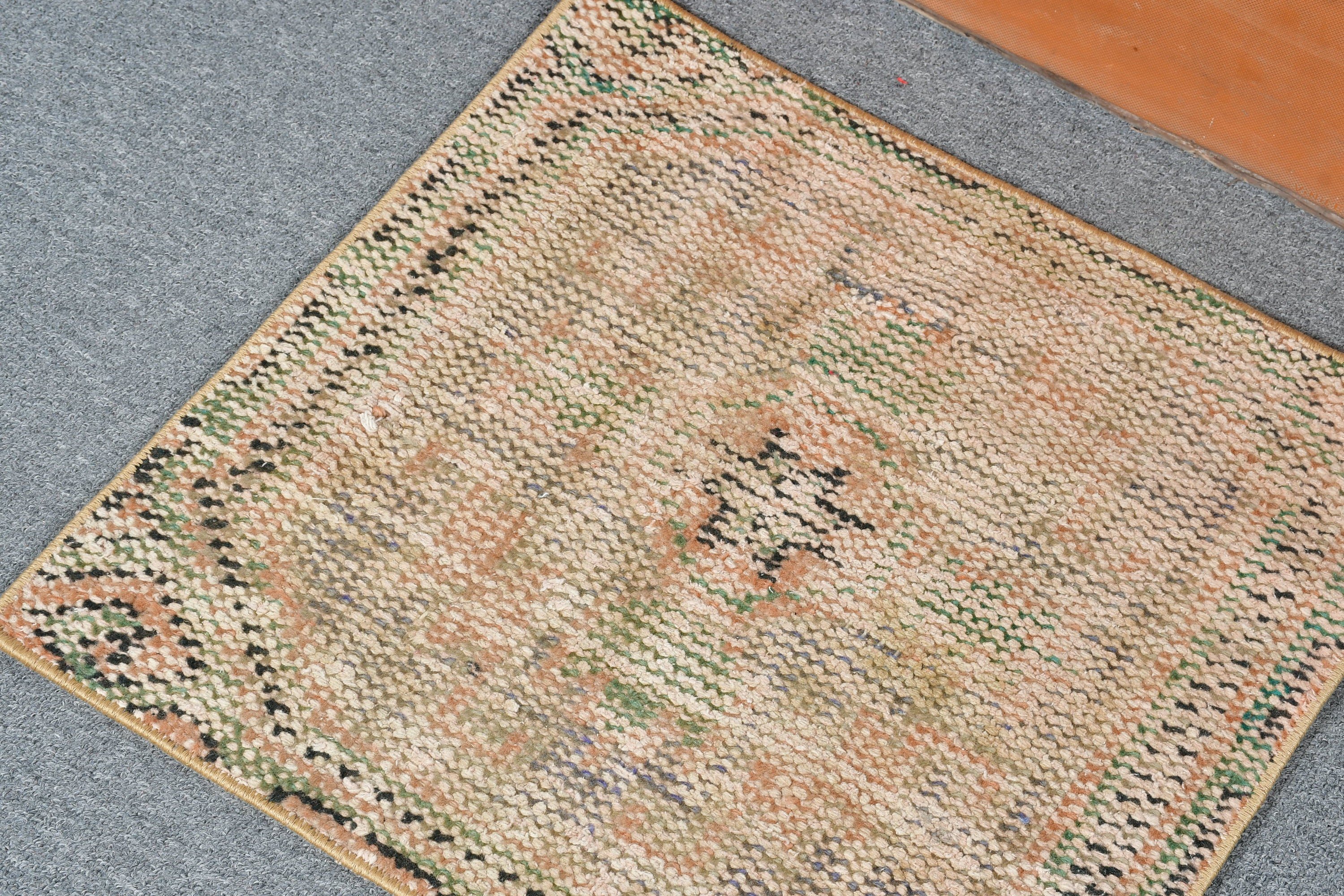 Entry Rug, Brown Oriental Rug, Floor Rugs, Kitchen Rug, Vintage Rugs, 1.8x1.8 ft Small Rug, Rugs for Kitchen, Turkish Rug