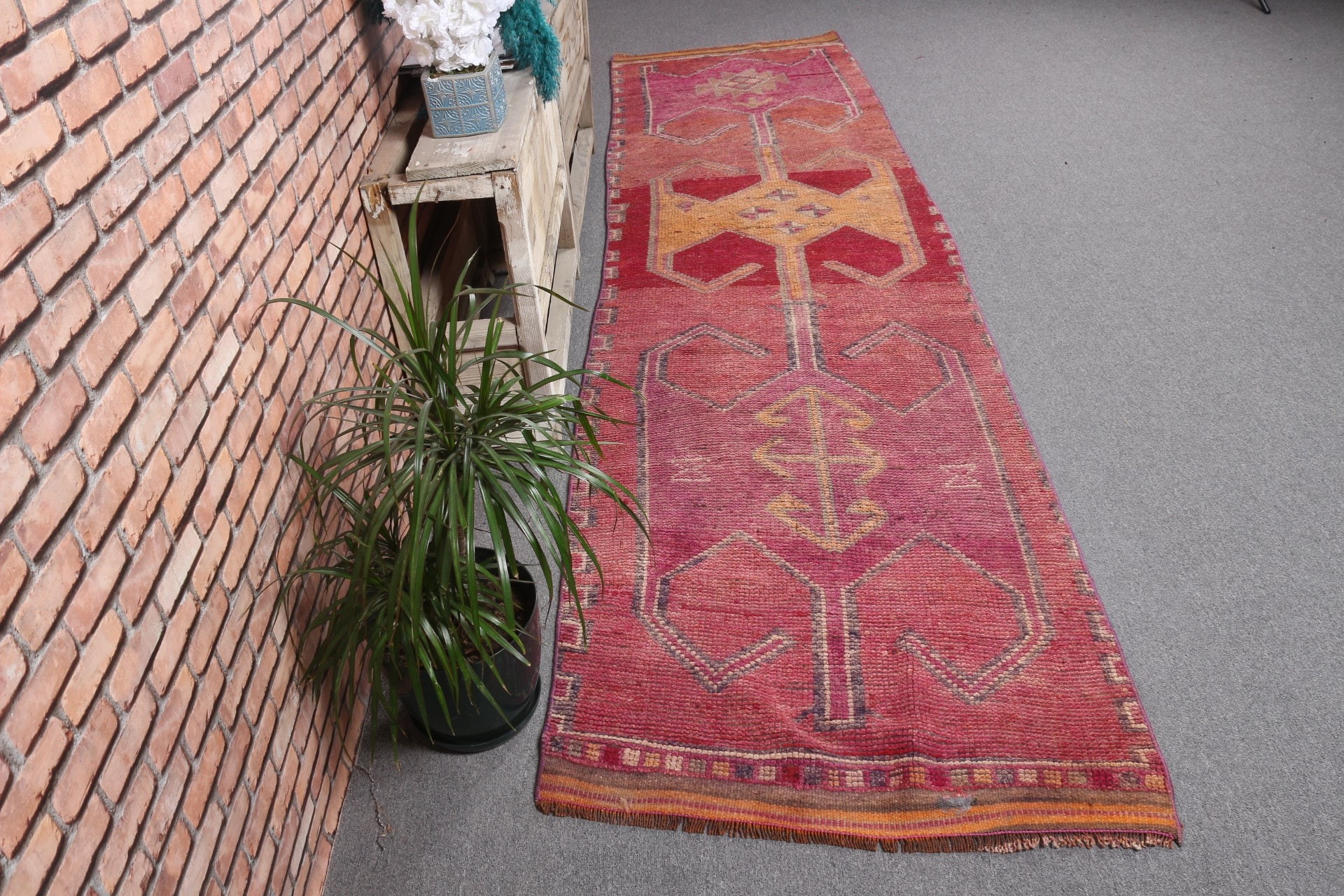 Pale Rug, Rugs for Kitchen, 3x11.2 ft Runner Rug, Corridor Rugs, Turkish Rug, Vintage Rug, Pink Moroccan Rug, Moroccan Rug