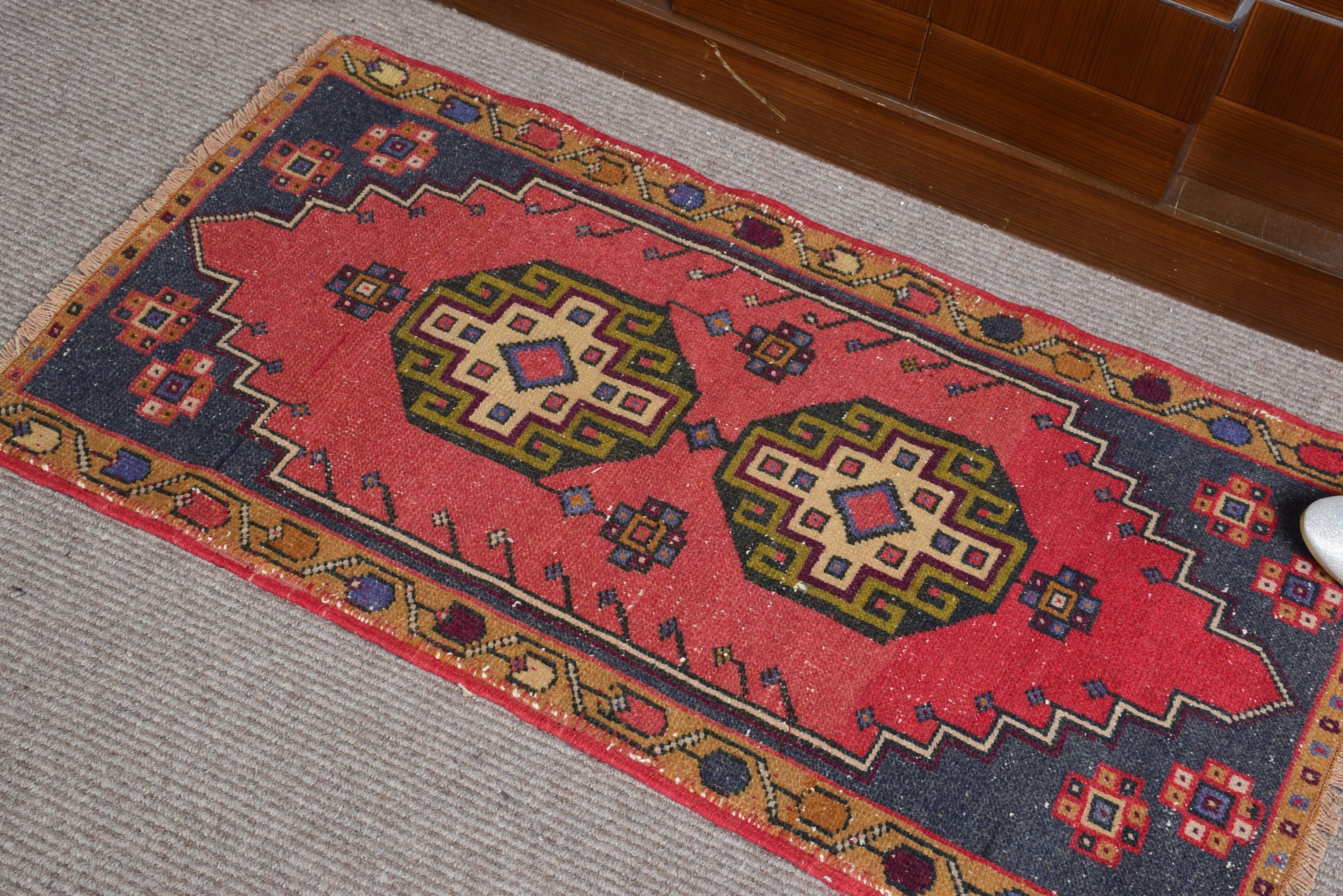 Door Mat Rugs, Anatolian Rug, Oriental Rugs, Pastel Rugs, Vintage Rugs, Red  1.9x3.2 ft Small Rugs, Turkish Rug, Bath Rugs