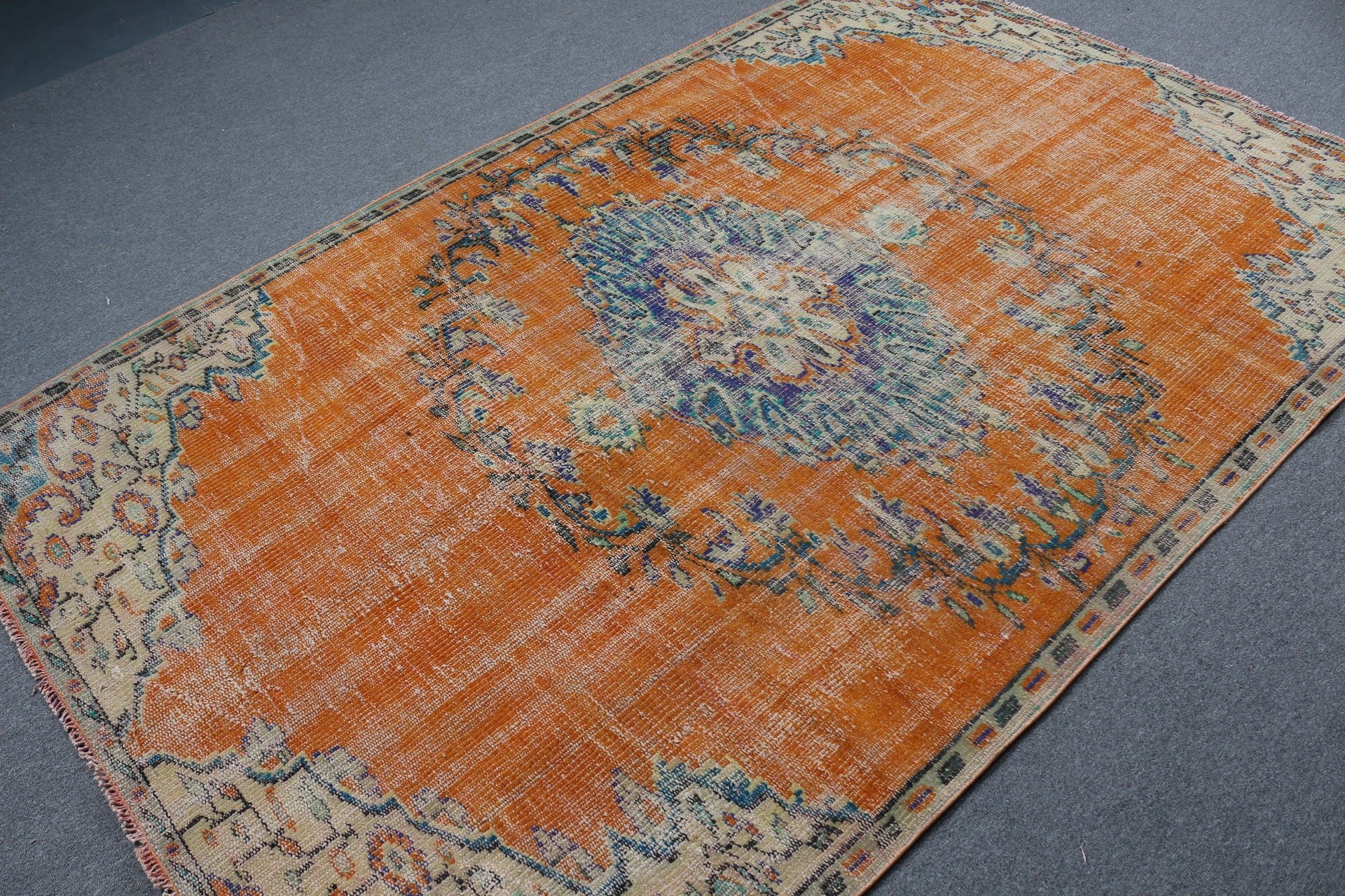 Floor Rugs, Moroccan Rugs, Bedroom Rug, Living Room Rug, Natural Rugs, Orange Oriental Rug, Turkish Rug, Vintage Rug, 5.2x8 ft Large Rugs