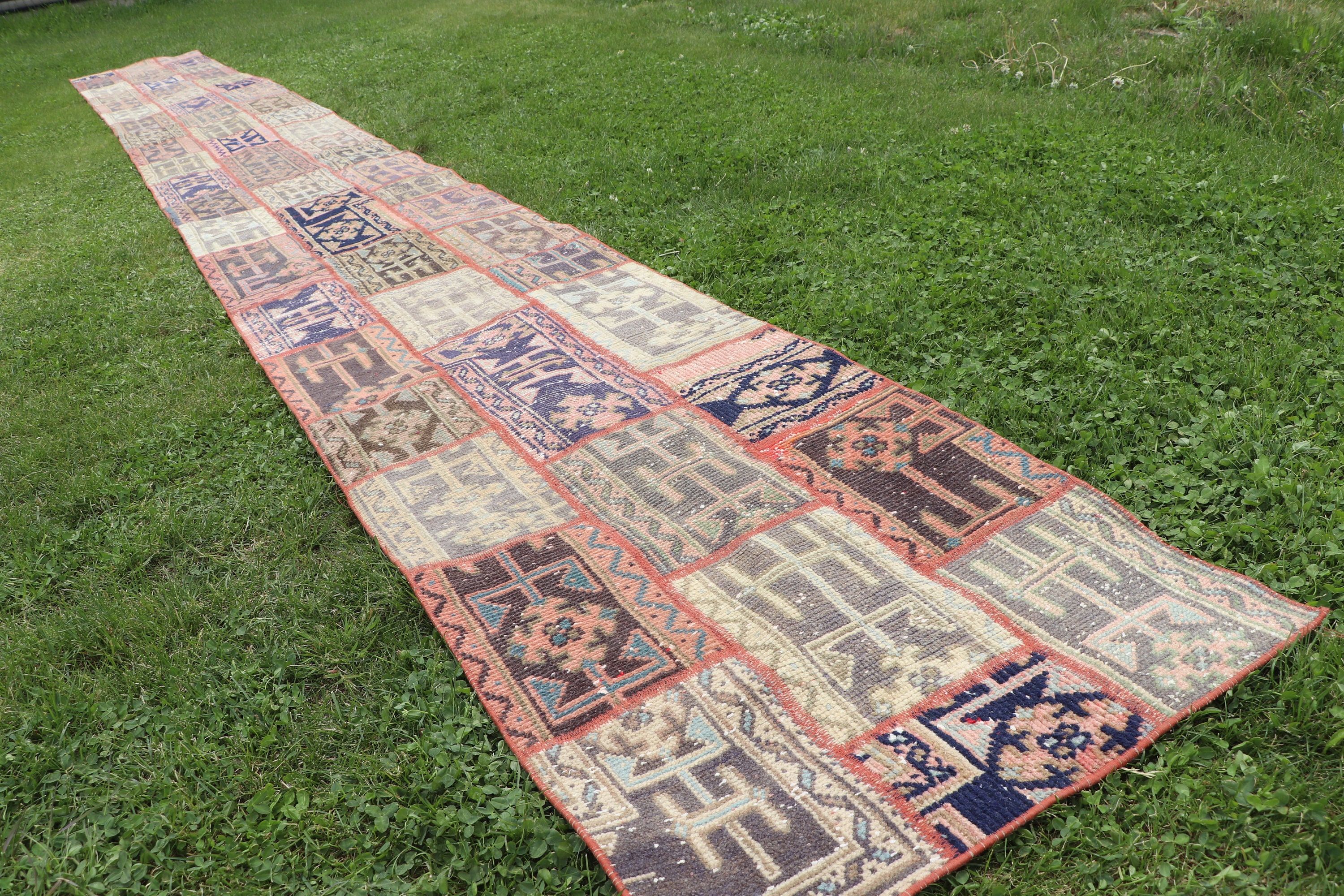 Kitchen Rug, Modern Rug, Vintage Rugs, Blue Oushak Rug, Stair Rugs, Turkish Rugs, Rugs for Stair, Corridor Rug, 2.4x22.2 ft Runner Rugs