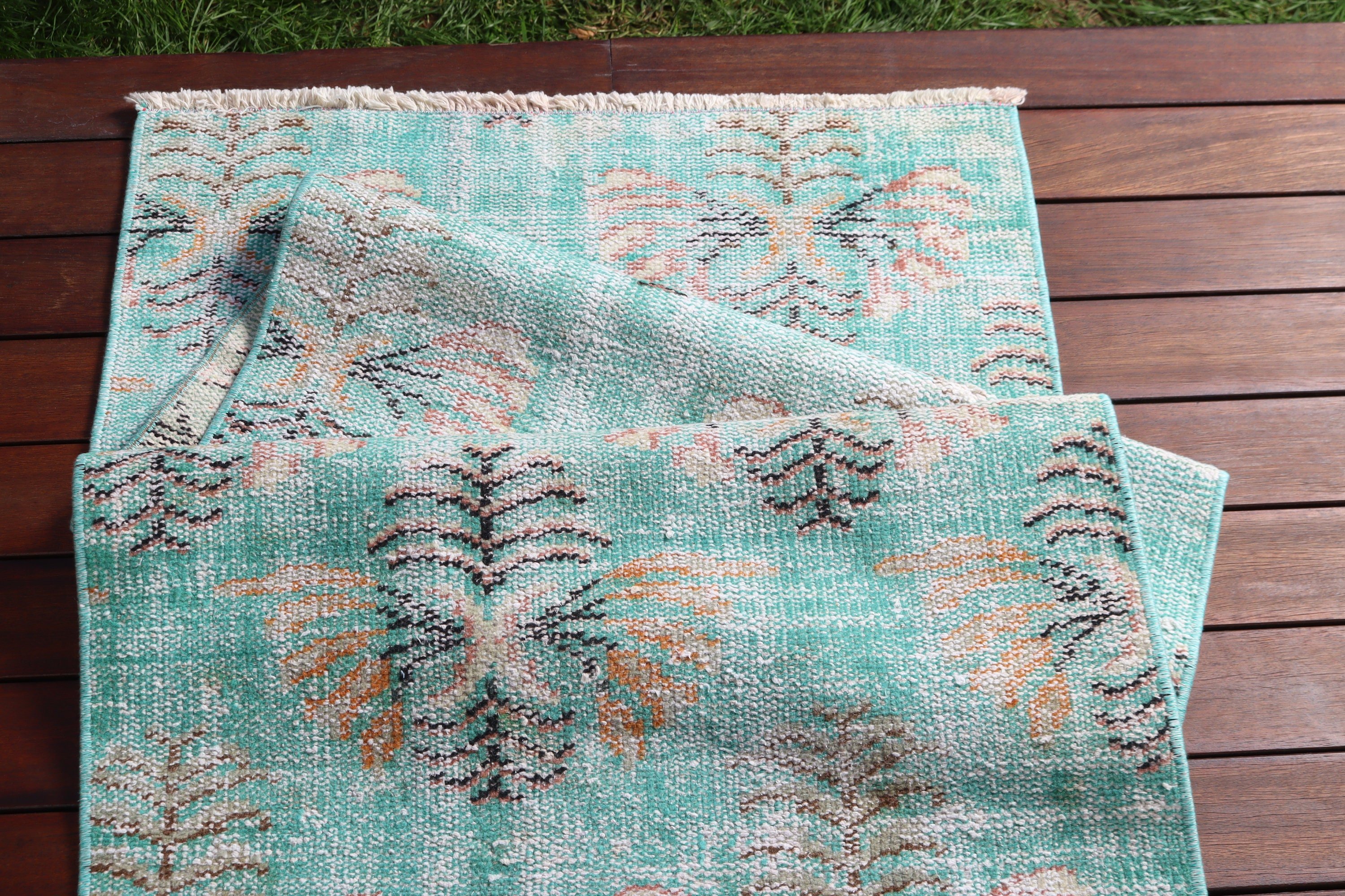 Flatweave Rug, Kitchen Rugs, Beni Ourain Runner Rugs, Green Wool Rug, Turkish Rugs, 2.3x7.6 ft Runner Rugs, Vintage Rugs, Modern Rugs