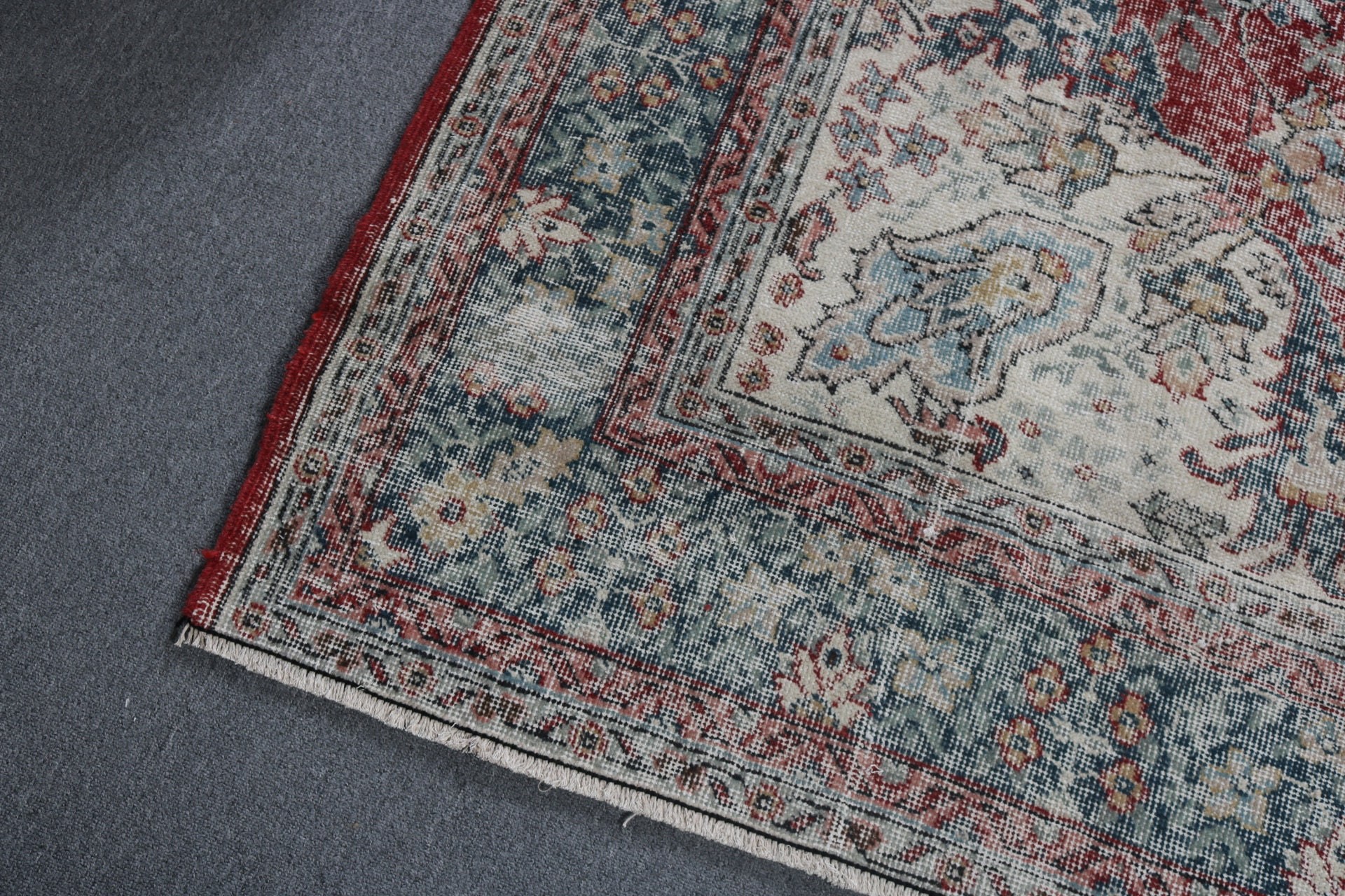 Türk Halıları, Kırmızı Açıklama Kilim, El Dokuma Halı, Vintage Halılar, Düz Dokuma Halılar, 7.1x10.4 ft Büyük Boy Halılar, Büyük Boy Vintage Halı