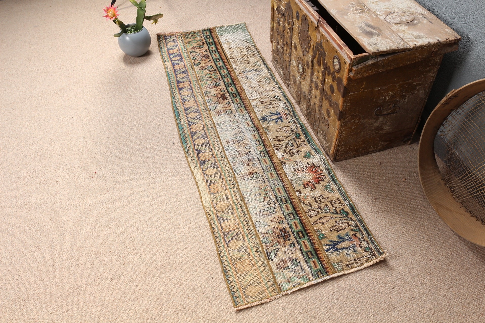 Stair Rug, Vintage Rug, Outdoor Rug, Turkish Rug, 1.8x5.6 ft Runner Rug, Beige Kitchen Rug, Rugs for Hallway, Moroccan Rug, Antique Rug