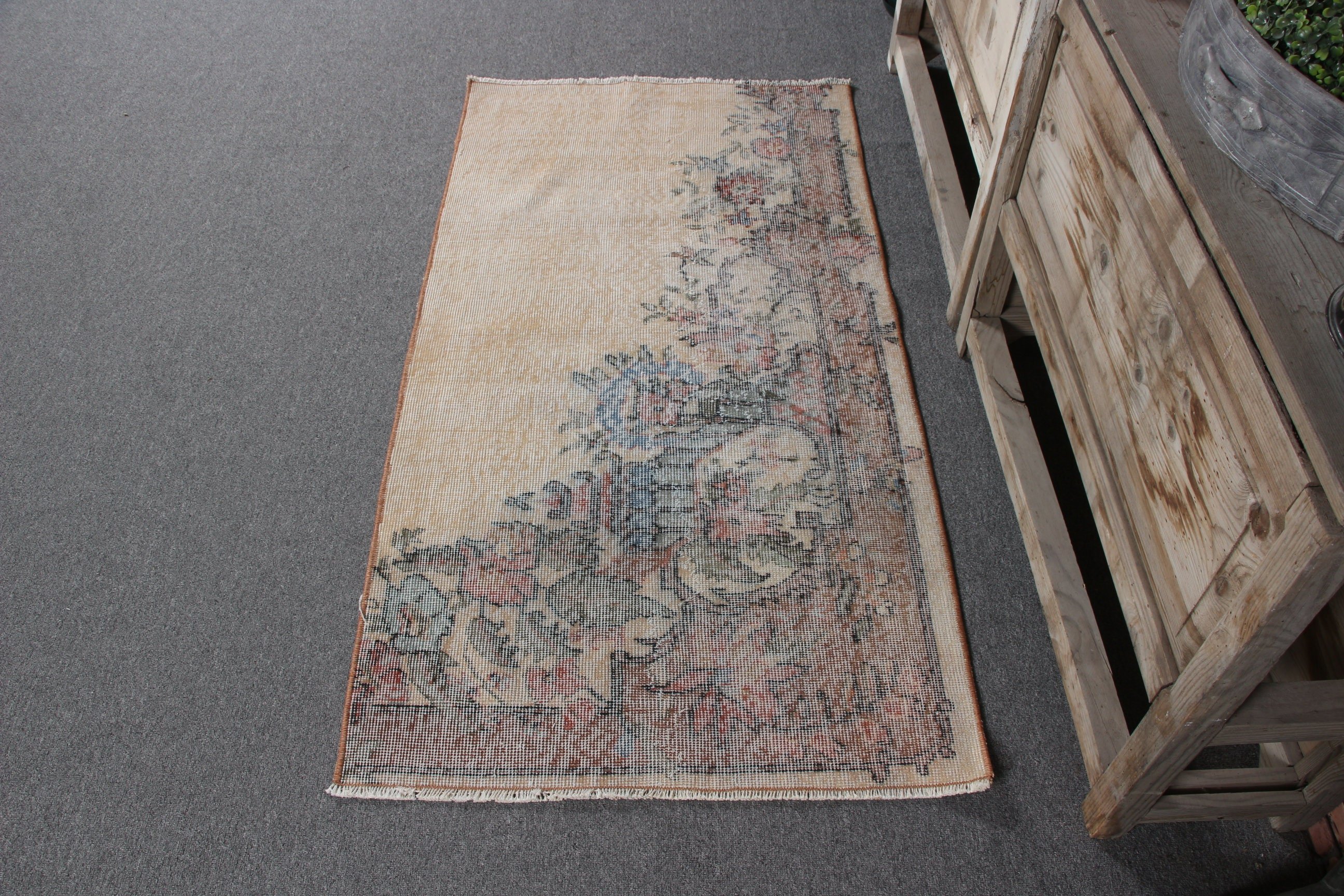 Turkish Rugs, Boho Rugs, 2.5x4.7 ft Small Rugs, Small Area Rugs, Beige Wool Rugs, Vintage Rug, Aztec Rugs, Antique Rug, Wall Hanging Rugs