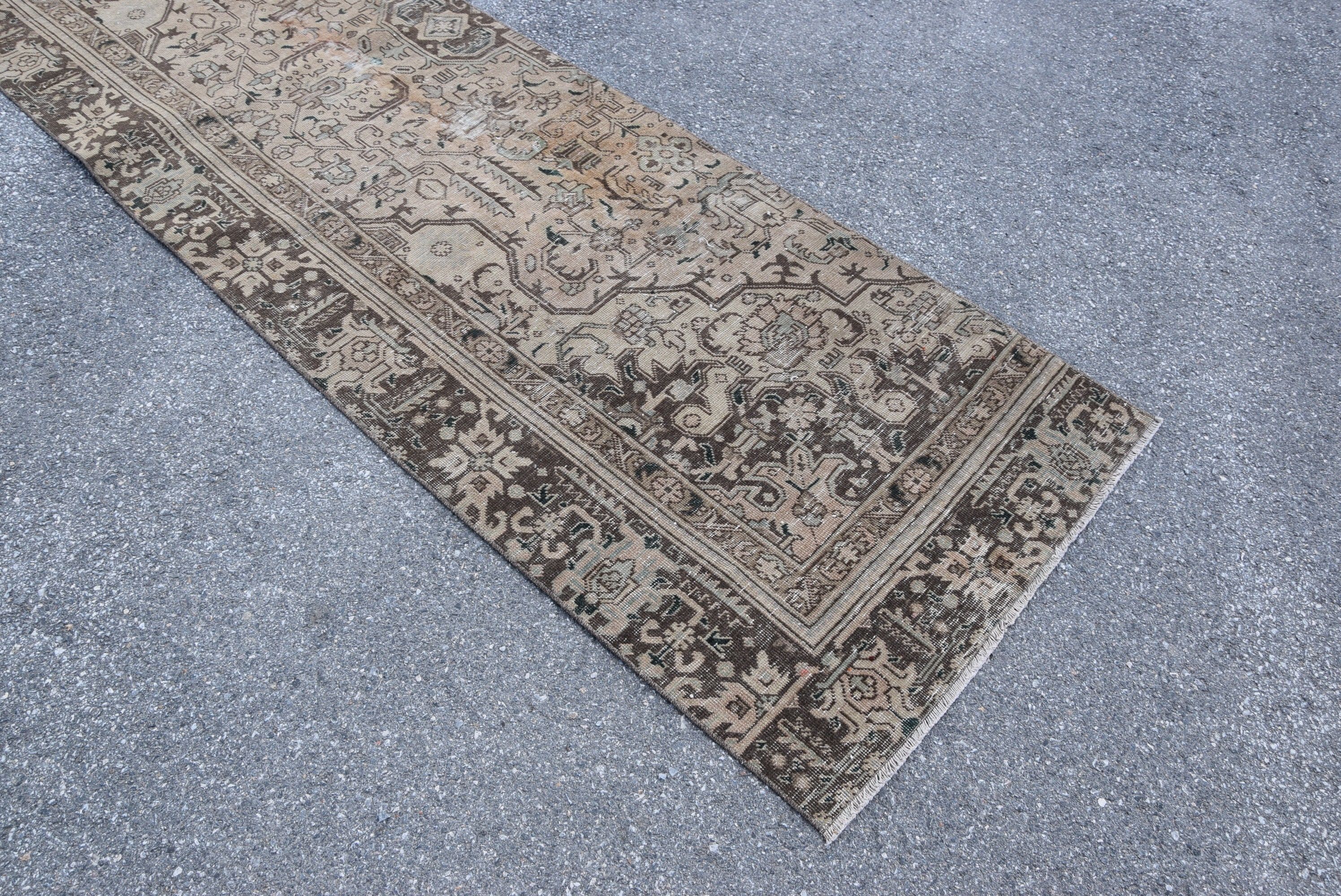 Vintage Halı, Özel Halı, Kahverengi Yatak Odası Halıları, Koridor Halıları, Türk Halısı, Merdiven Halısı, Yatak Odası Halısı, 3.1x11.5 ft Runner Halıları, Antika Halılar