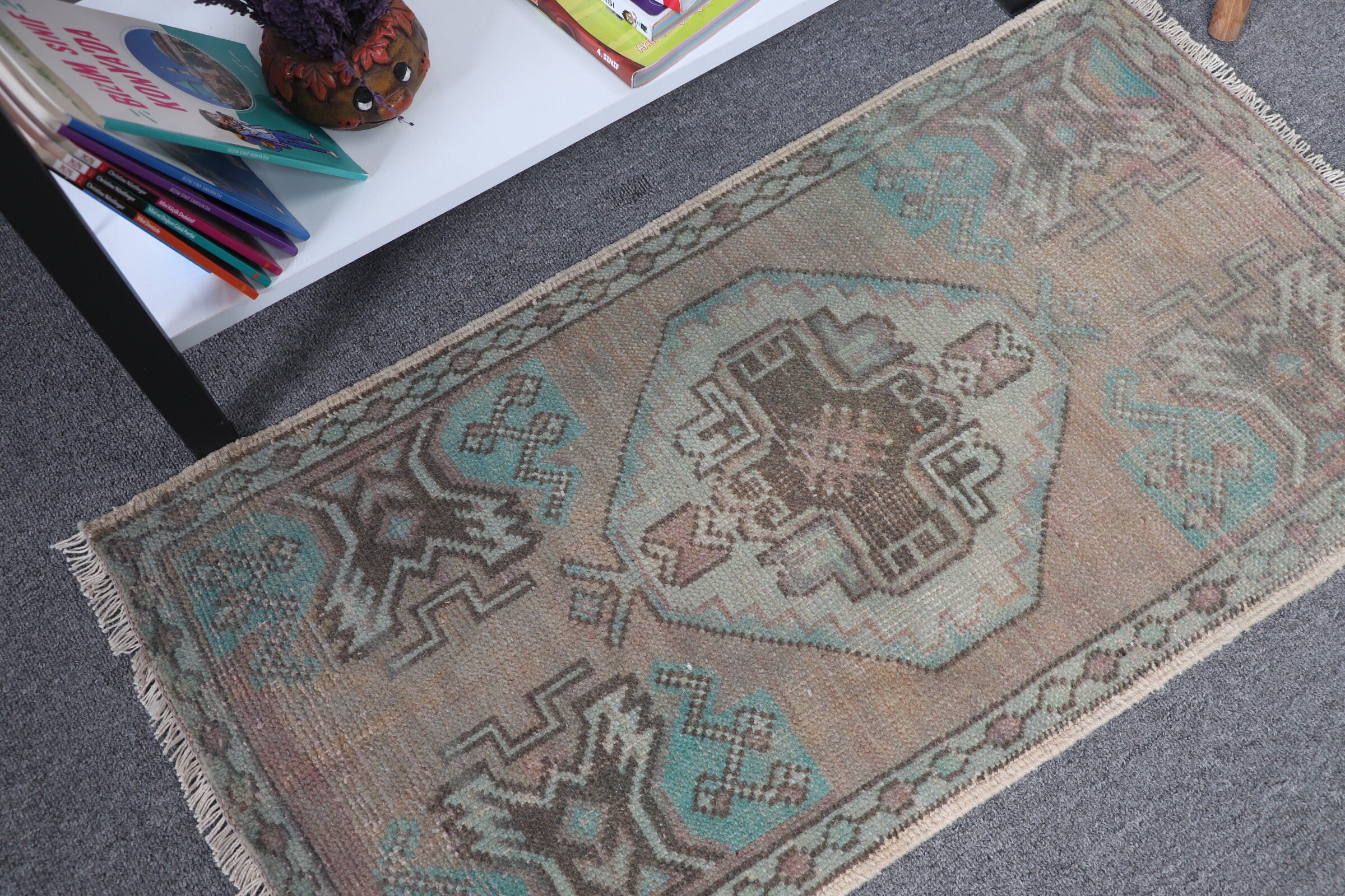 Brown Moroccan Rug, Bedroom Rug, Wall Hanging Rug, Anatolian Rug, Turkish Rug, 1.6x2.8 ft Small Rug, Vintage Rug, Pastel Rug