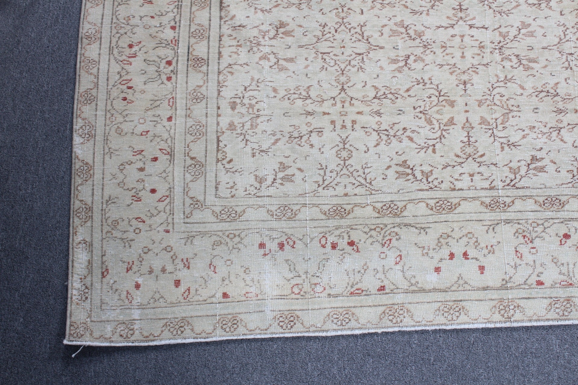 Bej Yatak Odası Halıları, Yatak Odası Halıları, Organik Halı, Türk Halıları, Yün Halılar, Havalı Halı, Vintage Halı, Oturma Odası Halısı, 6.1x9 ft Büyük Halı