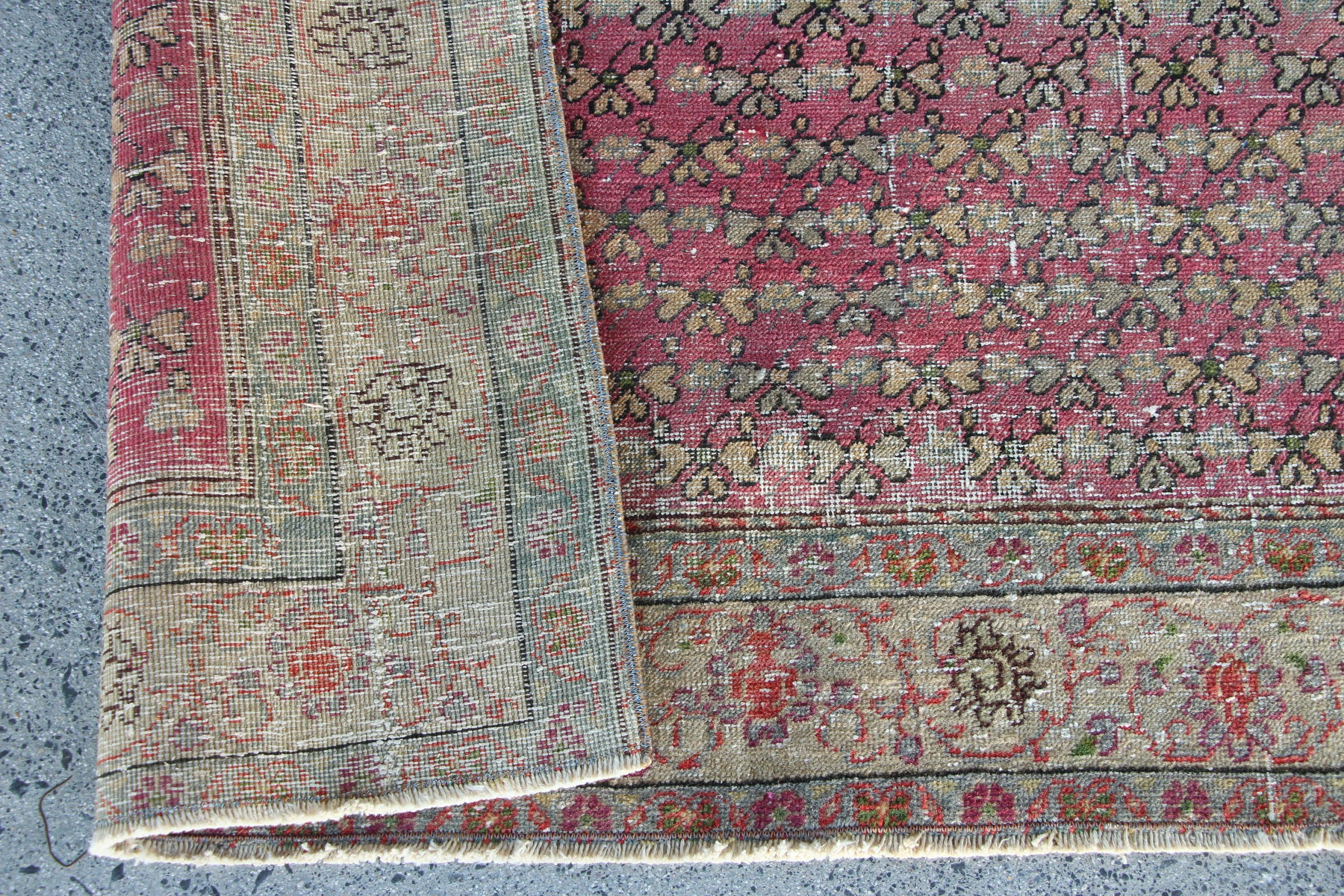 Pembe Anadolu Halısı, Vintage Halı, Çocuk Halısı, 3.9x5.9 ft Accent Halısı, Oushak Halısı, Giriş Halısı, Türk Halısı, Yatak Odası Halısı, Giriş Halıları