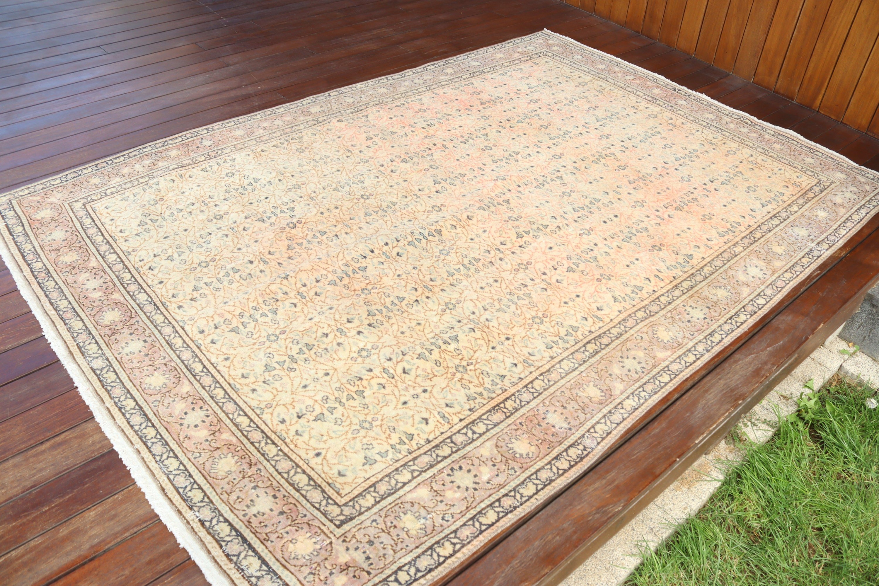 5x7.3 ft Alan Halısı, Yemek Odası Halıları, Türk Halısı, Bej Lüks Halılar, Yer Halıları, Yer Halıları, Vintage Halı, Ev Dekorasyonu Halısı