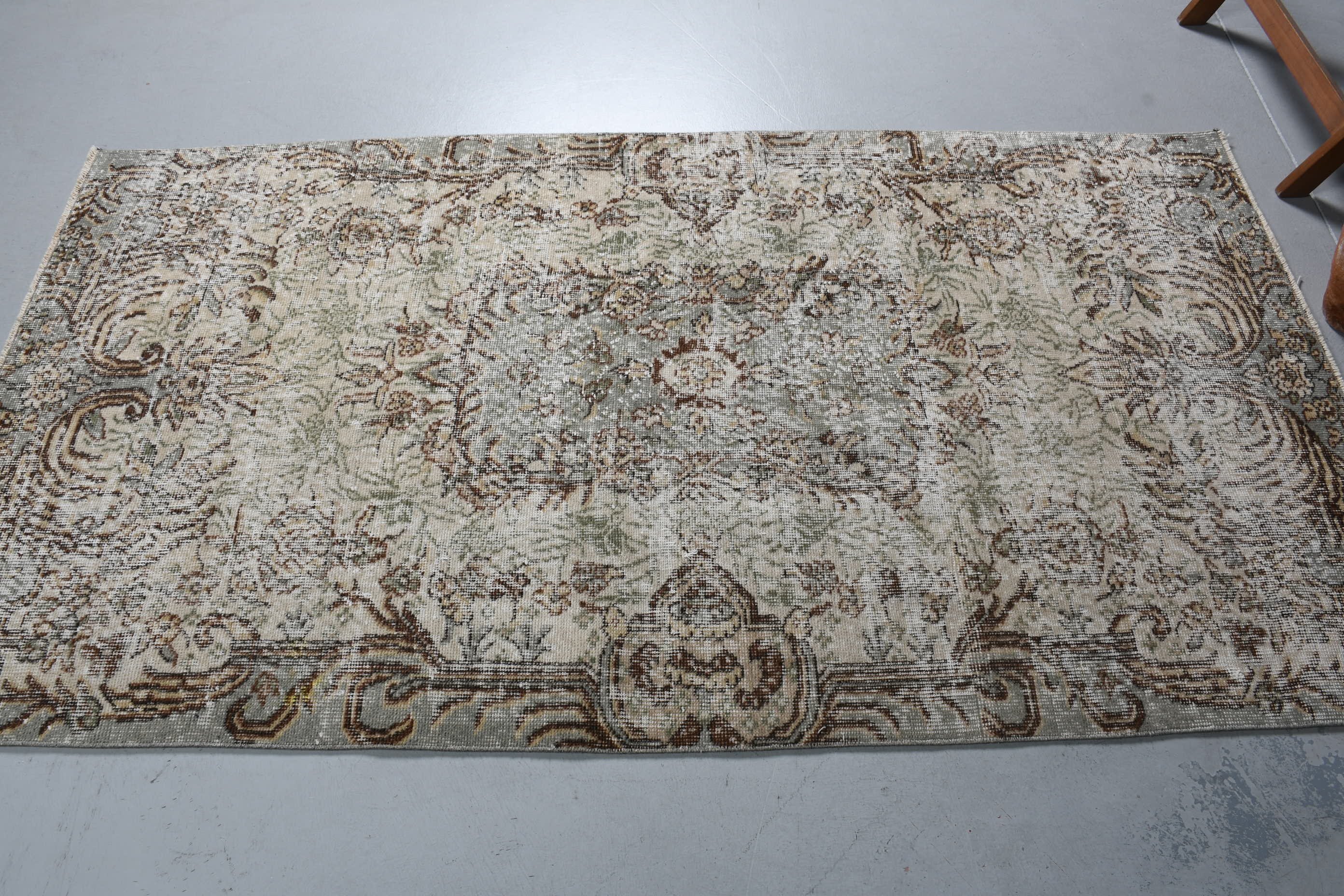 Bohemian Rug, Bedroom Rug, Oushak Rugs, 3.7x6.8 ft Area Rug, Kitchen Rug, Beige Antique Rugs, Rugs for Floor, Vintage Rug, Turkish Rug