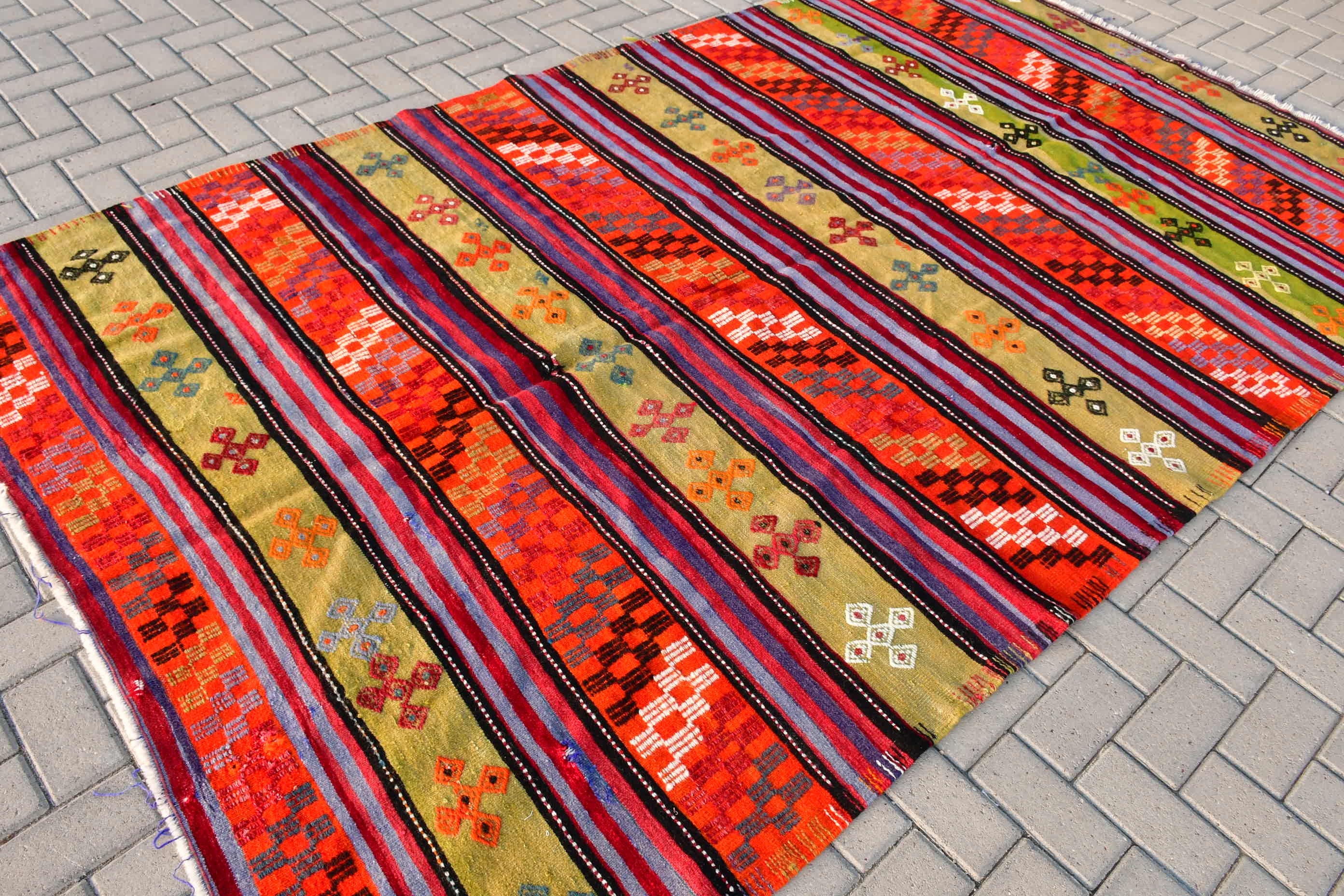 181x300 cm Salon Kilim, Yatak odası Kilim, Turuncu Zemin Kilim, Türk Kilim, Yemek odası Kilim, Antik Kilim, Yatak odası Kilim