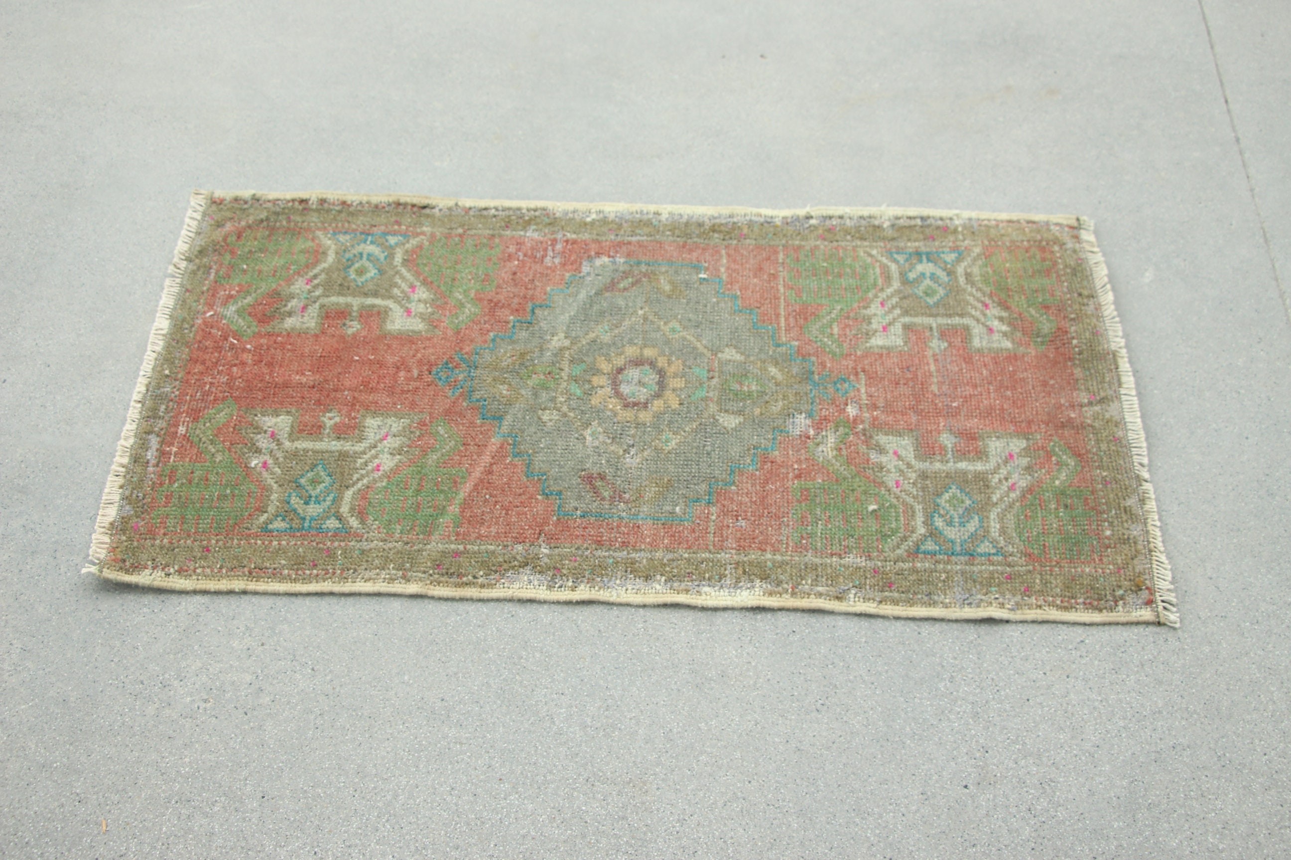 1.7x3.1 ft Small Rugs, Turkish Rugs, Green Kitchen Rugs, Outdoor Rug, Vintage Rugs, Oushak Rug, Floor Rugs, Bathroom Rugs, Small Area Rugs