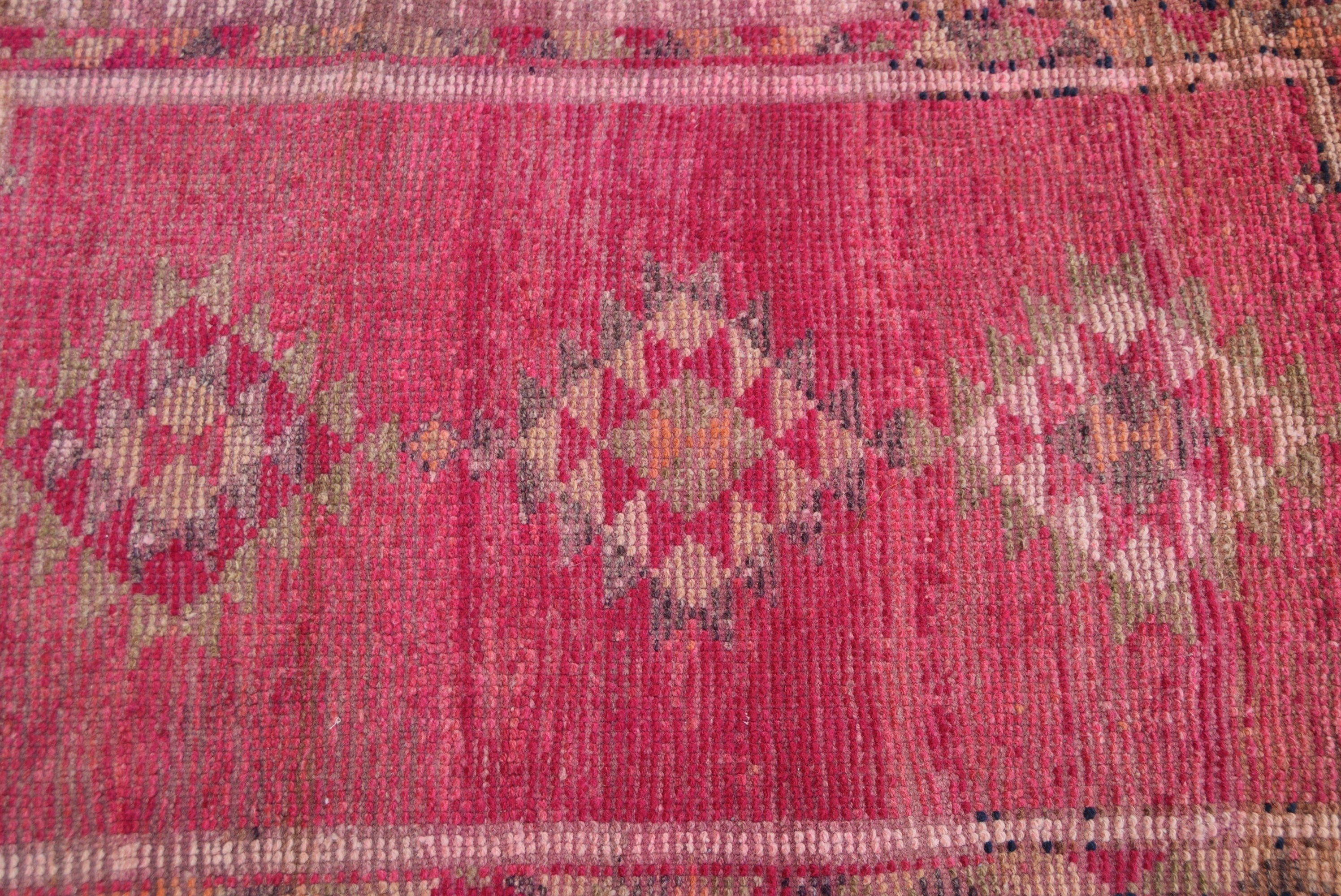 Pink Oushak Rug, Rugs for Stair, Turkish Rug, Art Rug, Antique Rug, Kitchen Rug, Cool Rug, 2.8x12 ft Runner Rug, Vintage Rug, Hallway Rug