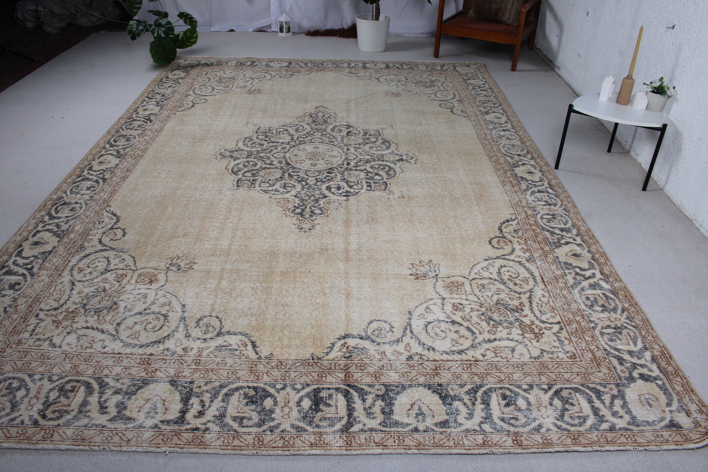 Yatak Odası Halıları, Oturma Odası Halısı, 8.1x11.8 ft Büyük Boy Halı, Salon Halısı, Etnik Halı, Vintage Halı, Bej Mutfak Halısı, Bildiri Halısı, Türk Halıları