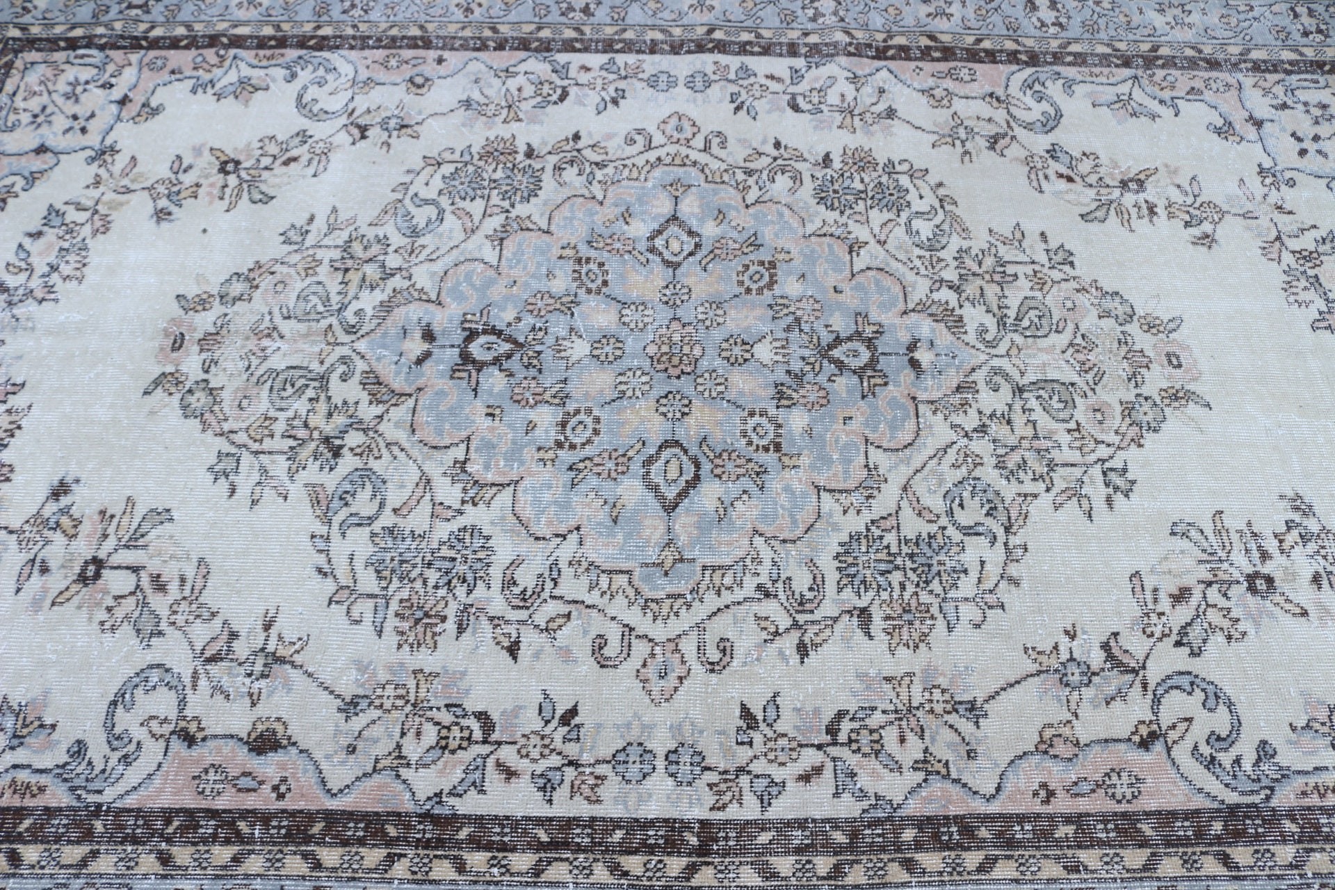 Salon Halısı, Mutfak Halısı, Yatak Odası Halısı, Vintage Dekor Halıları, Türk Halısı, Fas Halısı, Vintage Halı, Bej Antika Halı, 6.1x9.8 ft Büyük Halılar