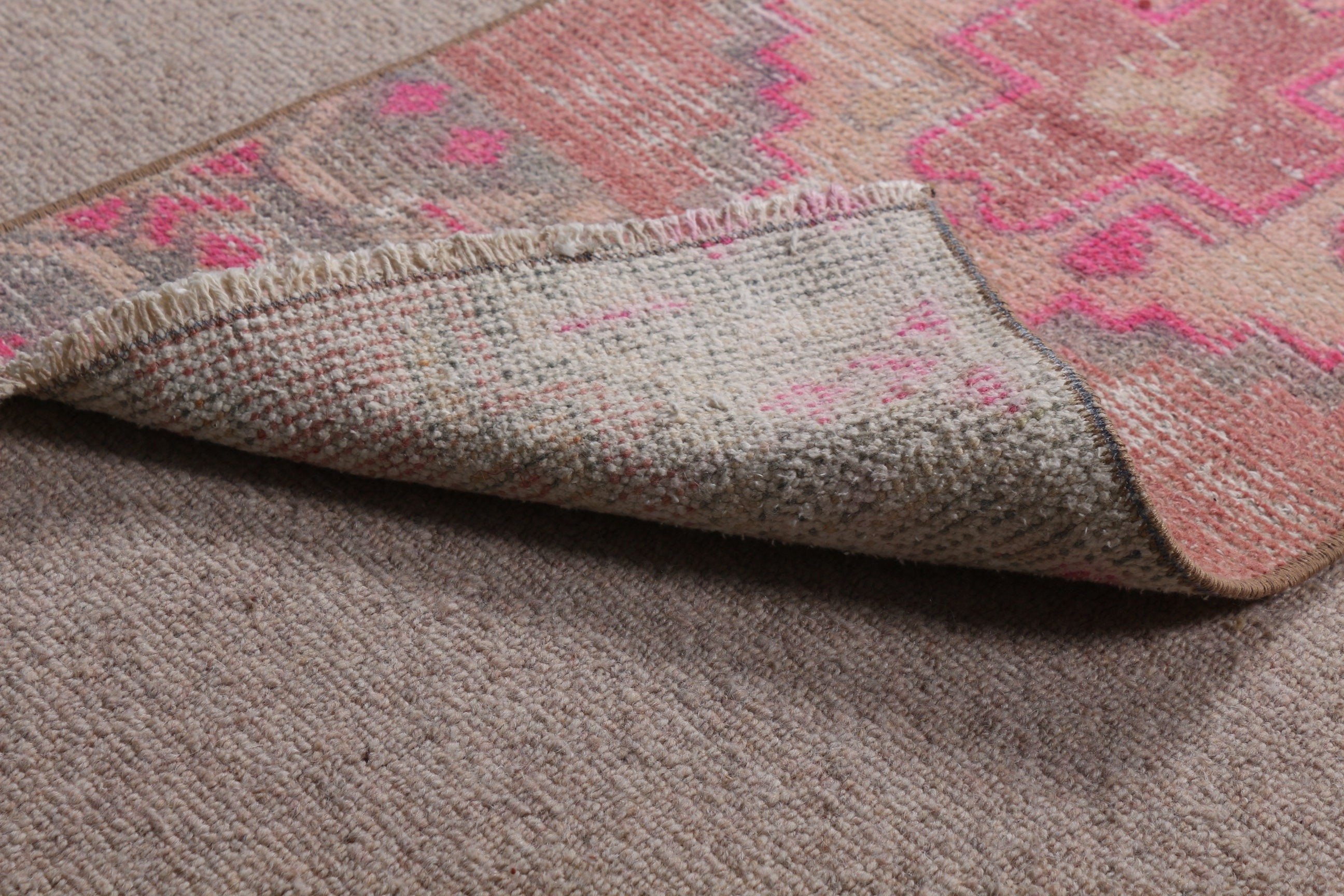 Vintage Rugs, 1.3x2.6 ft Small Rug, Turkish Rug, Bathroom Rug, Moroccan Rug, Pink Wool Rug, Entry Rug, Rugs for Bathroom