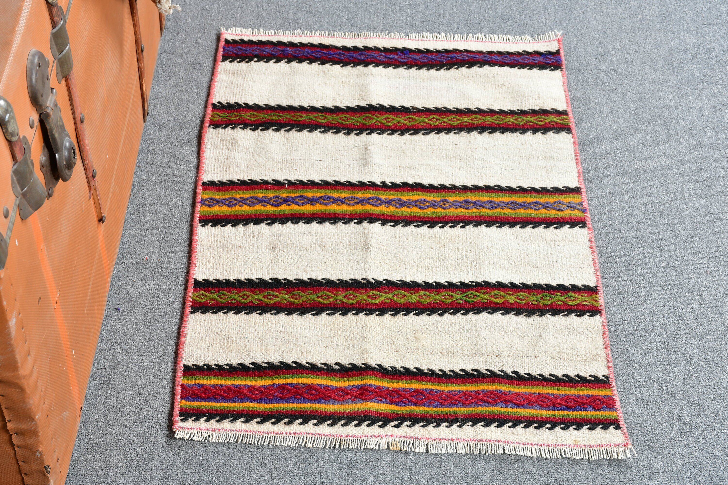 Beyaz Anadolu Halısı, Araba Paspası Halıları, Ev Dekorasyonu Halısı, Kilim, Yatak Odası Halısı, Mutfak Halısı, Vintage Halı, Türk Halısı, 1.7x2.5 ft Küçük Halılar