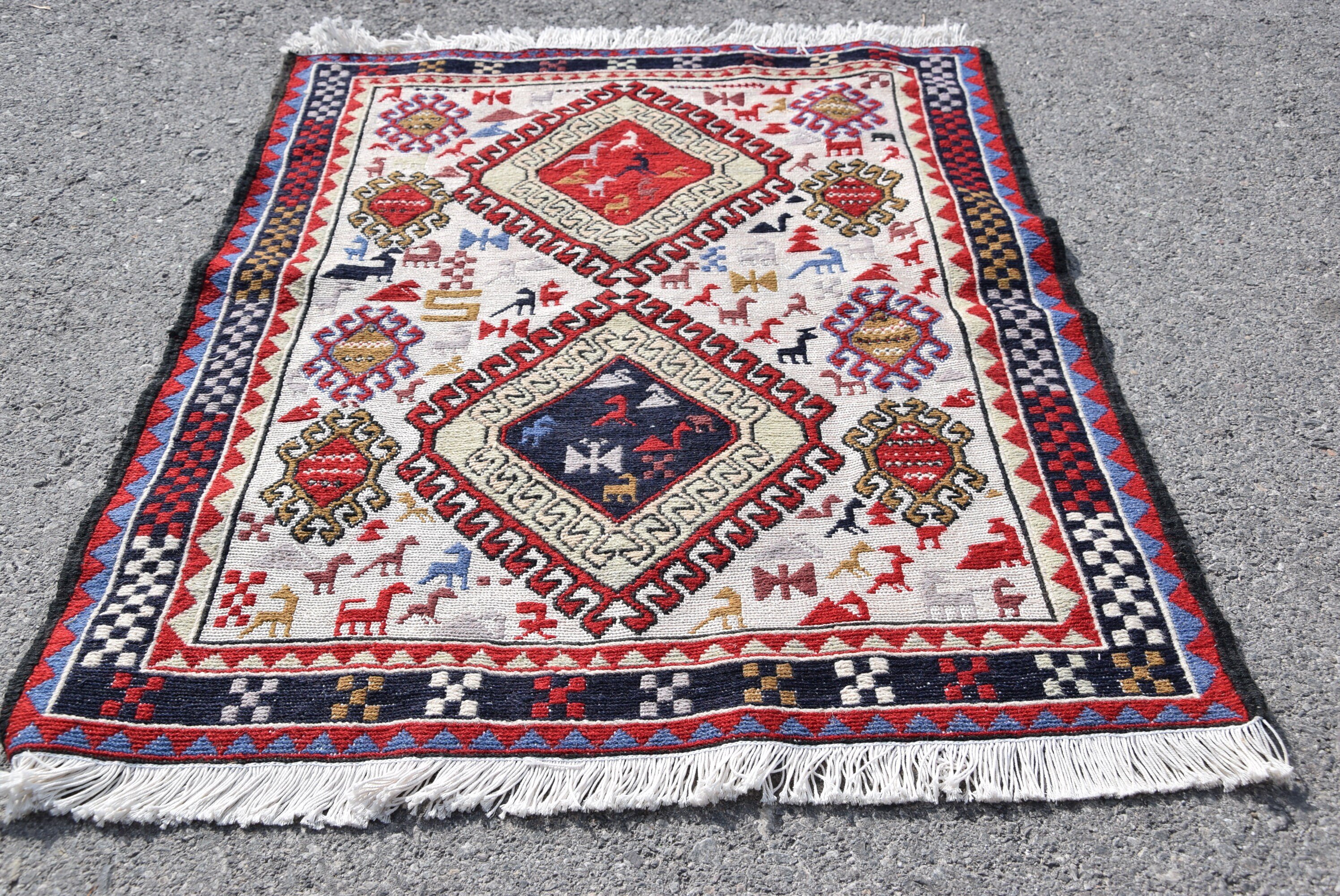 Nursery Rugs, Floor Rugs, Rugs for Bedroom, 2.5x3 ft Small Rug, Red Floor Rug, Kilim, Vintage Rug, Kitchen Rugs, Wool Rug, Turkish Rug