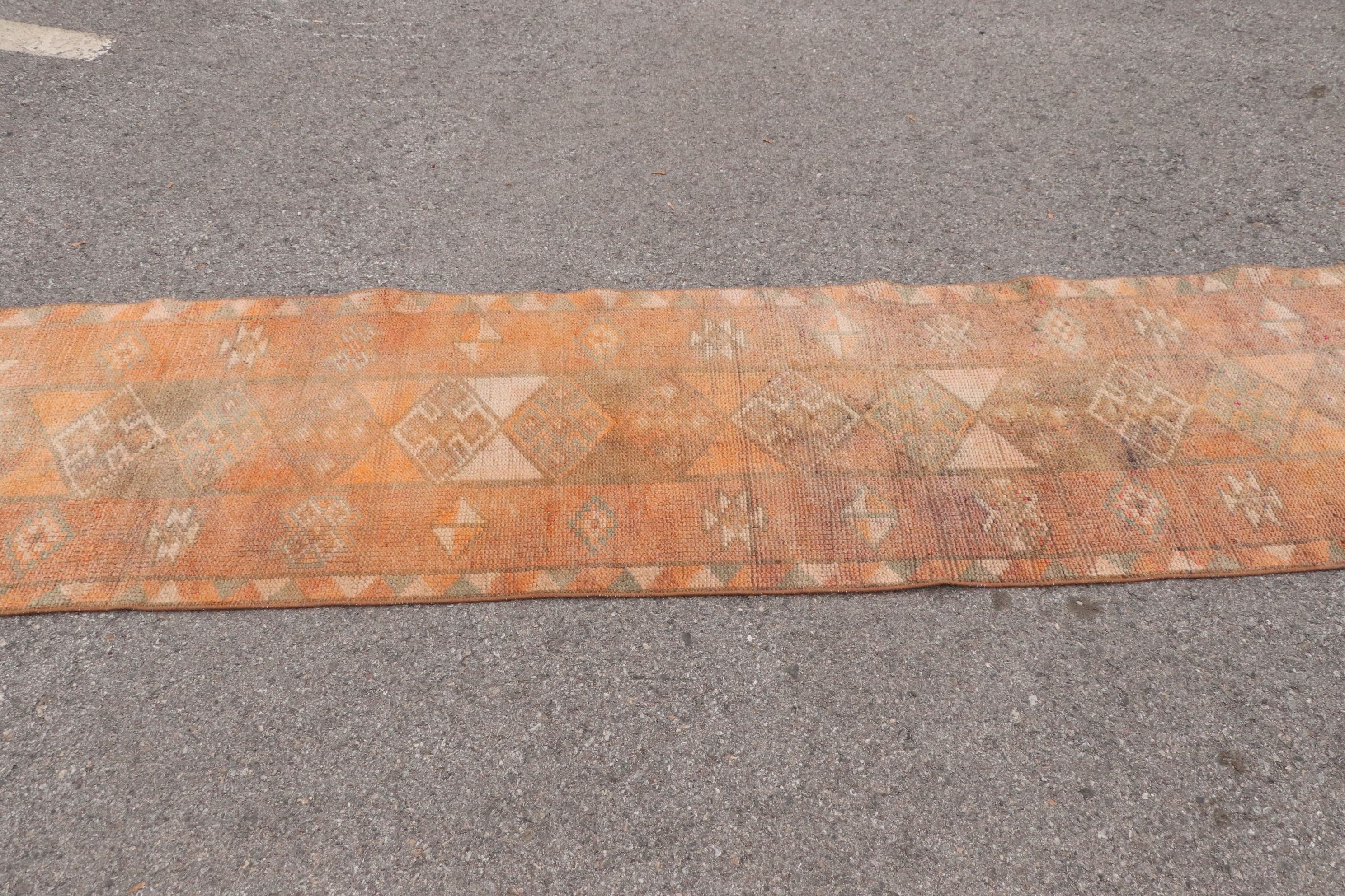 Stair Rug, Orange Oriental Rug, Turkish Rug, Vintage Rug, Hallway Rug, Cool Rug, 2.4x11.6 ft Runner Rug, Rugs for Kitchen, Home Decor Rugs