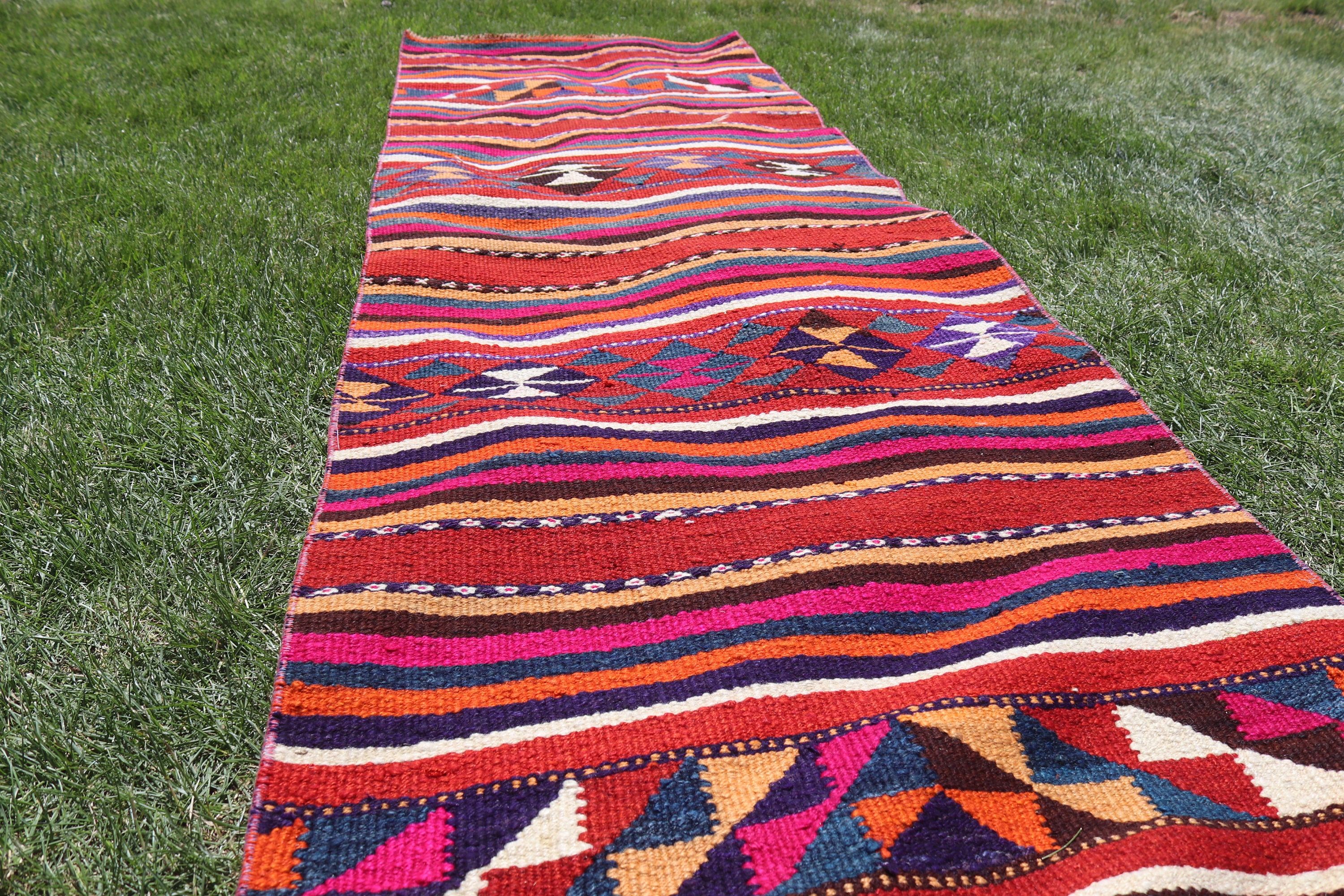 Gökkuşağı Boho Halıları, Vintage Halı, Açıklama Halıları, Kabile Halısı, Beni Ourain Runner Halısı, 2.7x8.8 ft Runner Halıları, Türk Halısı, Yün Halısı, Kilim