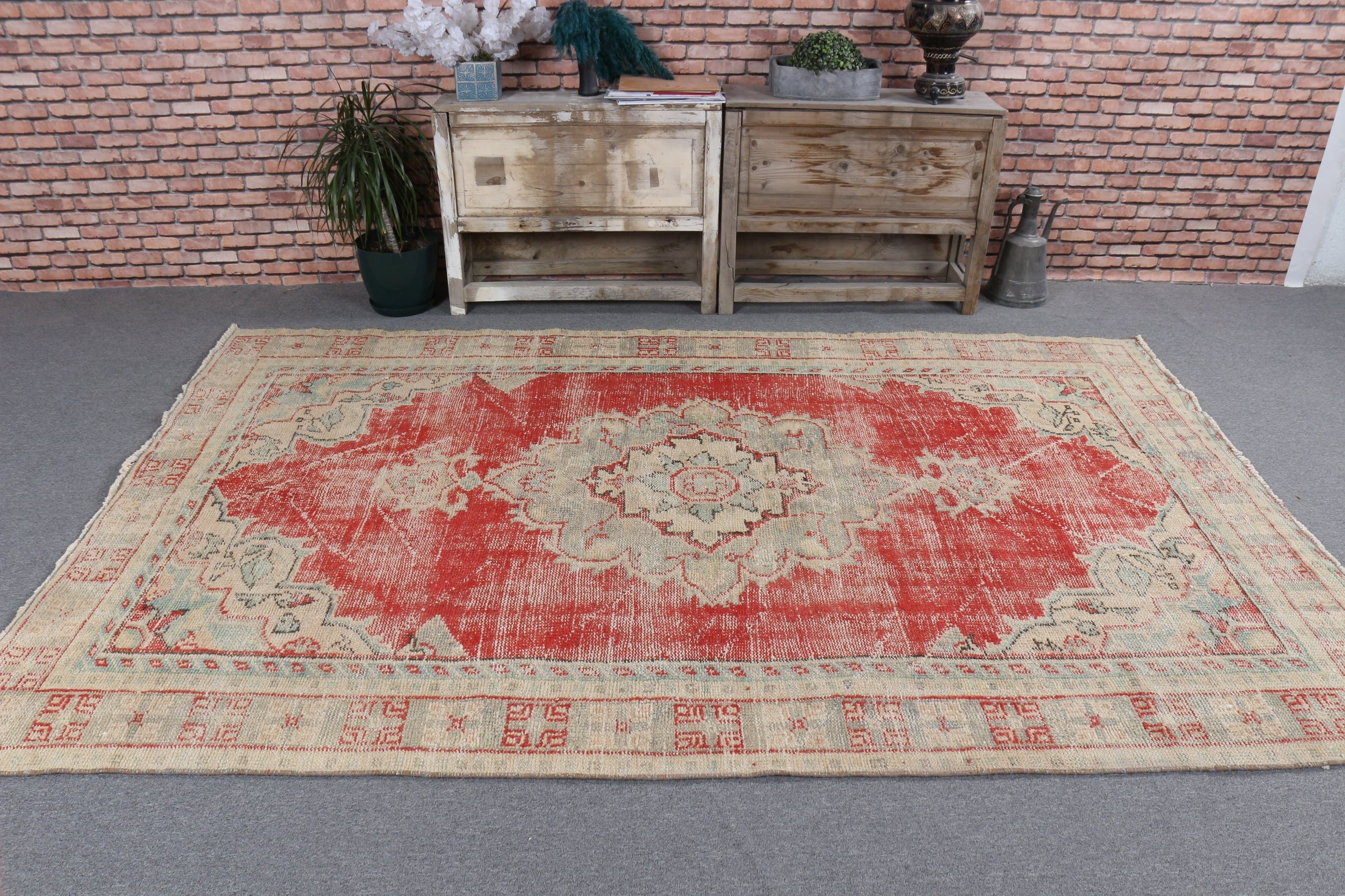 Havalı Halılar, Büyük Boho Halı, El Dokuma Halı, Türk Halısı, 5.6x8.6 ft Büyük Halı, Büyük Vintage Halılar, Vintage Halı, Kırmızı Yatak Odası Halıları, Türkiye Halısı