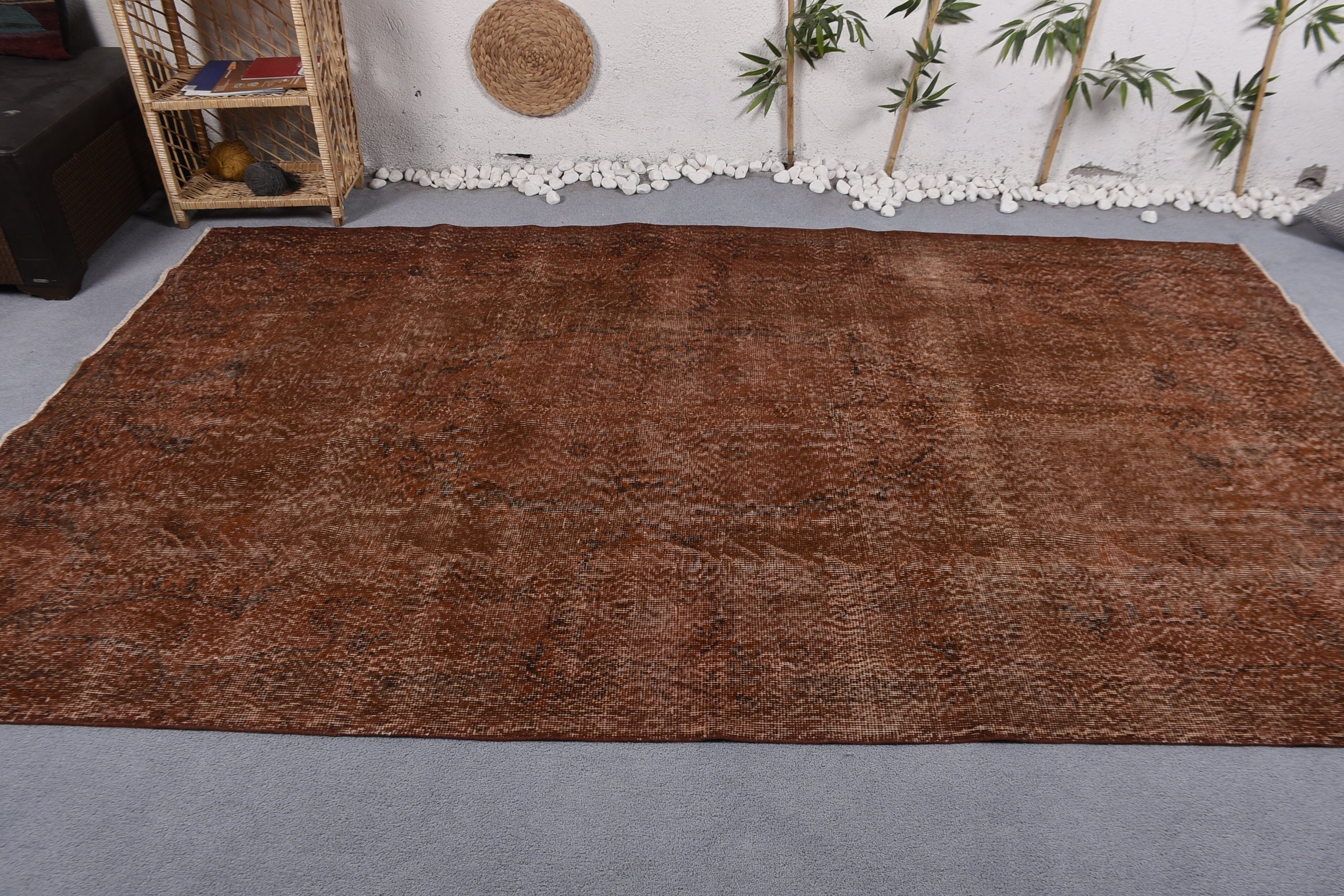 Anatolian Rug, Dining Room Rugs, Brown  5.7x9.7 ft Large Rug, Turkish Rug, Bedroom Rug, Vintage Rugs, Living Room Rug, Art Rug