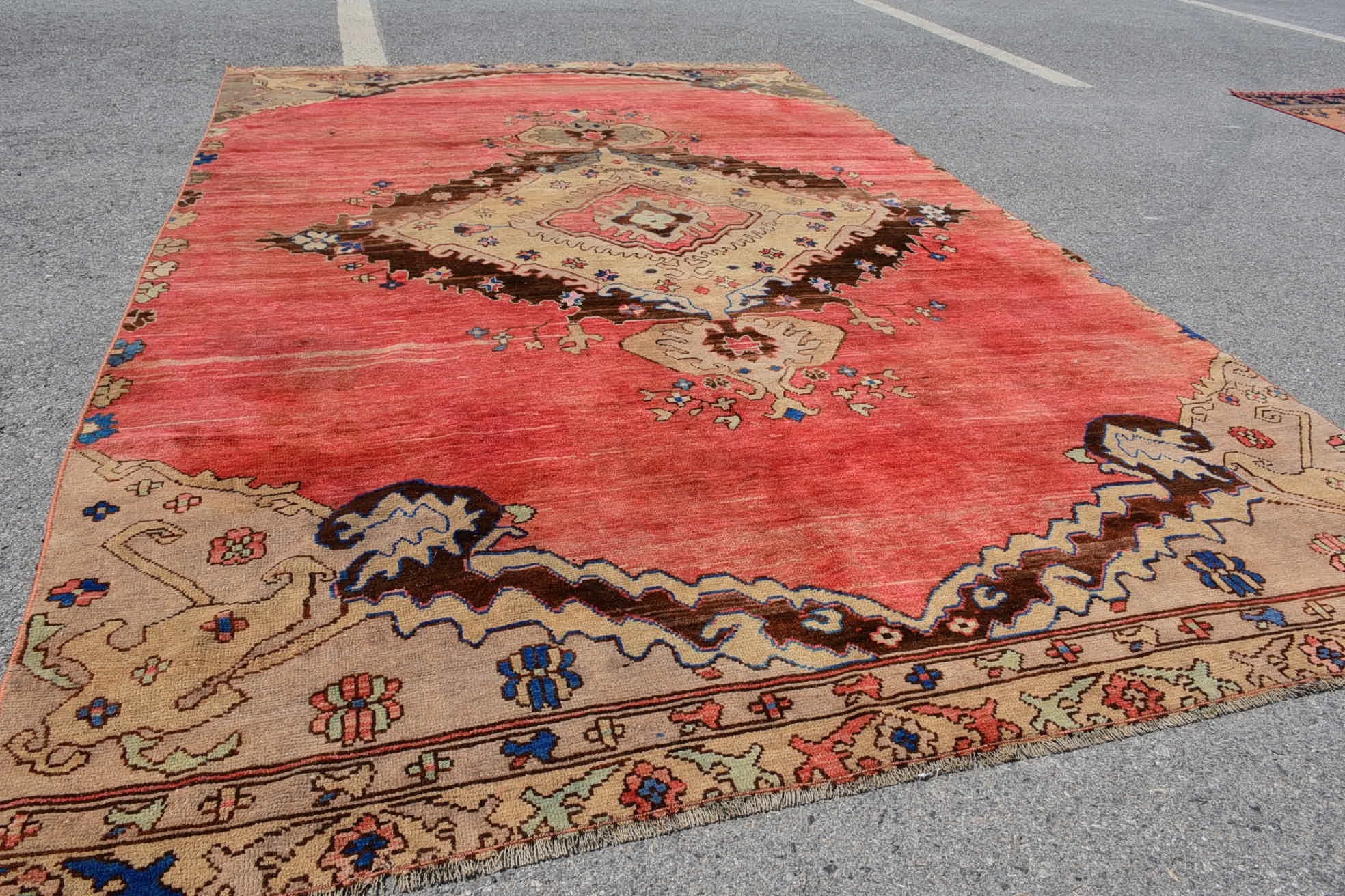 Anadolu Halısı, Oturma Odası Halıları, Yemek Odası Halısı, 6,2x10,4 ft Büyük Halılar, Türk Halısı, Salon Halısı, Parlak Halı, Oushak Halıları, Vintage Halılar