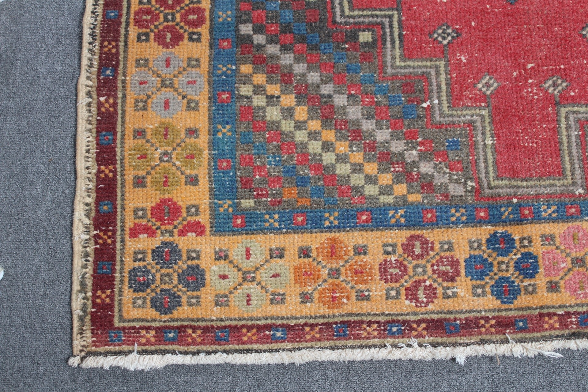 3.7x6.3 ft Accent Rug, Nursery Rug, Kitchen Rug, Red Oriental Rug, Bedroom Rug, Turkish Rug, Rugs for Kitchen, Vintage Rug