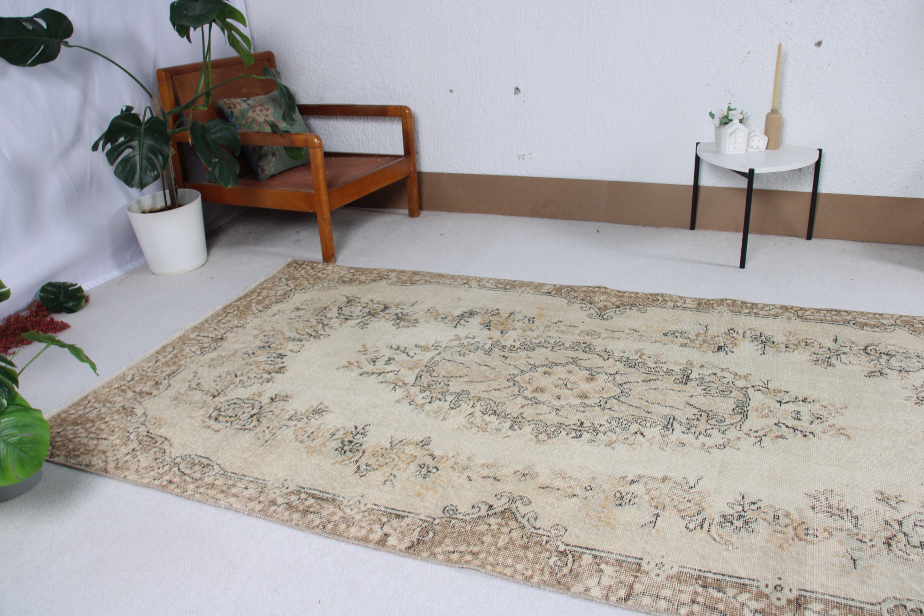 Türk Halısı, Ev Dekorasyonu Halıları, 4.6x8.2 ft Alan Halıları, Yemek Odası Halıları, Bej Modern Halılar, Vintage Halılar, Çocuk Halısı