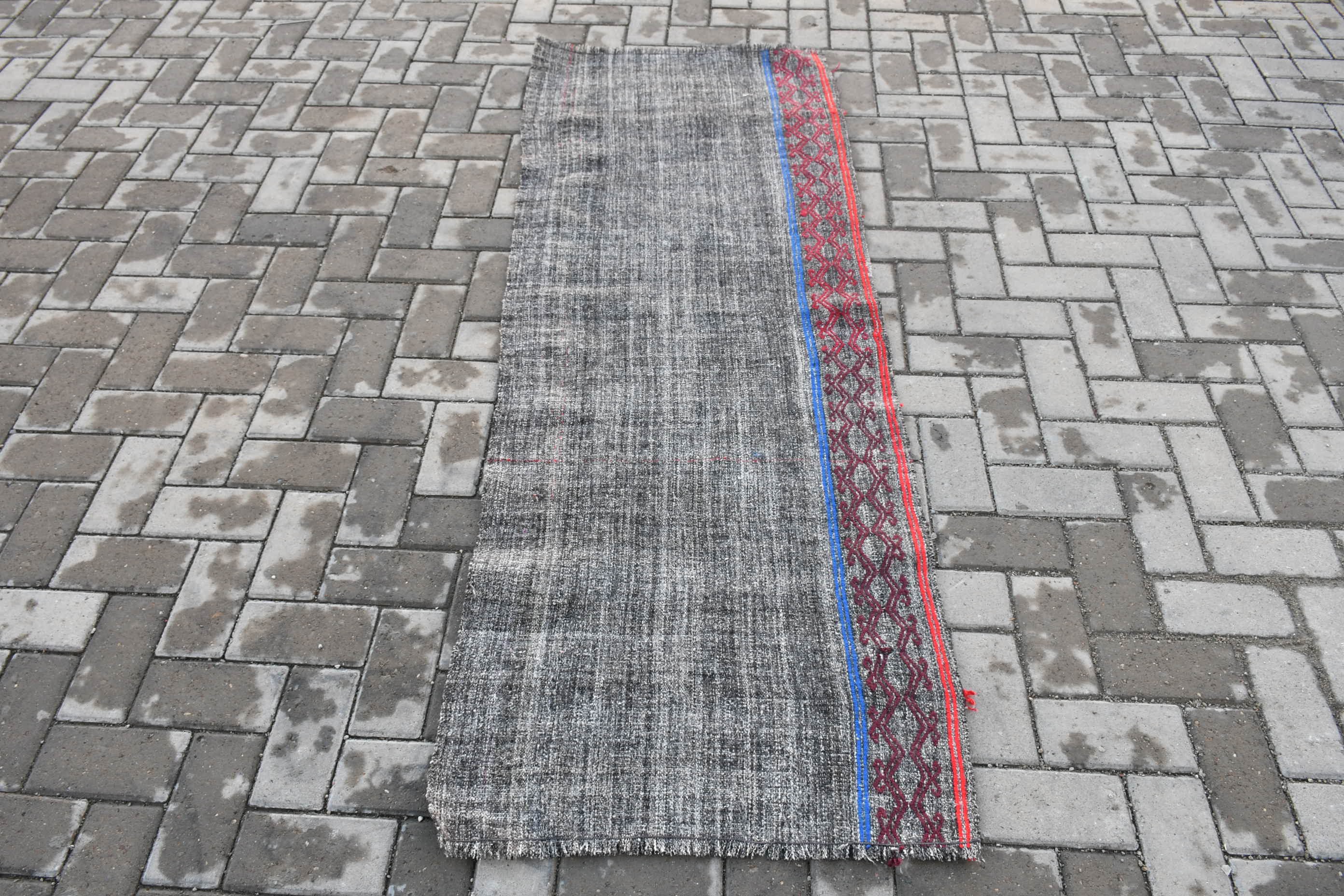 Turkish Rug, Kitchen Rug, Cute Rug, Cool Rug, 2.2x6.2 ft Runner Rugs, Vintage Rugs, Kilim, Hallway Rug, Gray Moroccan Rug, Stair Rug