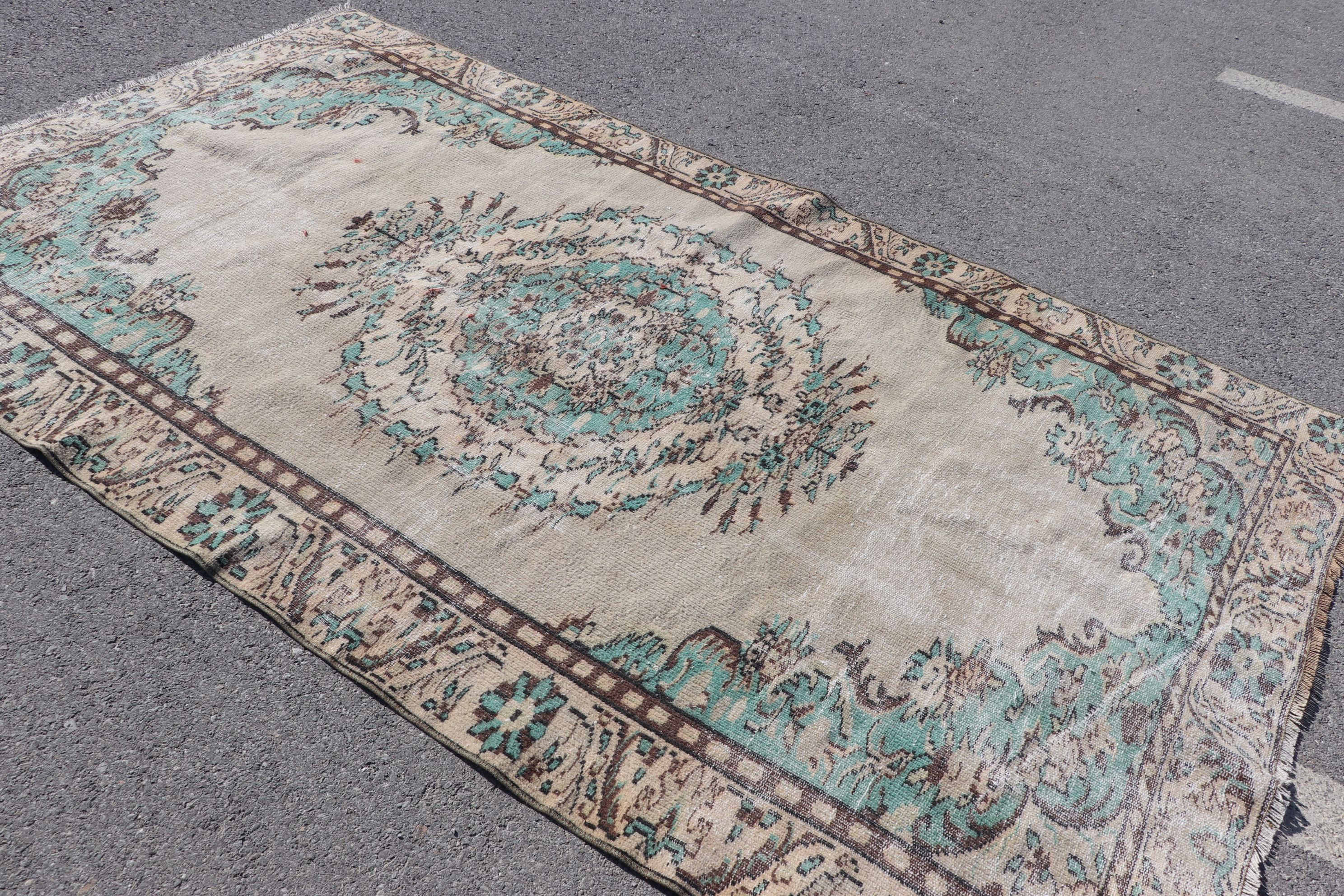 Dining Room Rug, Antique Rugs, Cool Rug, Vintage Rug, Bedroom Rug, Turkish Rugs, Rugs for Salon, Beige Antique Rug, 5.4x9.4 ft Large Rug