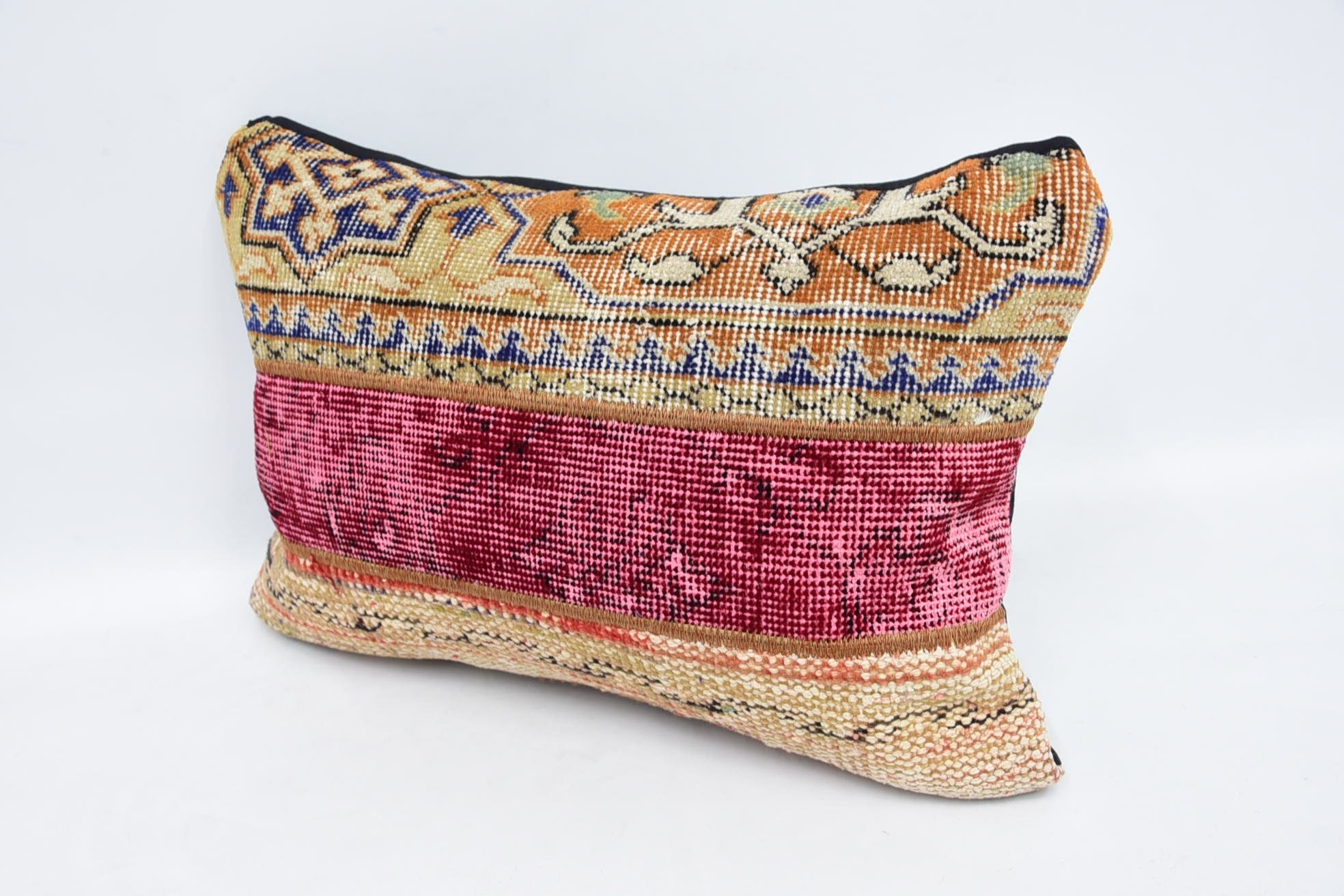 Authentic Pillow Sham, Vintage Kilim Throw Pillow, Pillow for Sofa, Kilim Cushion Sham, 16"x24" Beige Cushion Cover