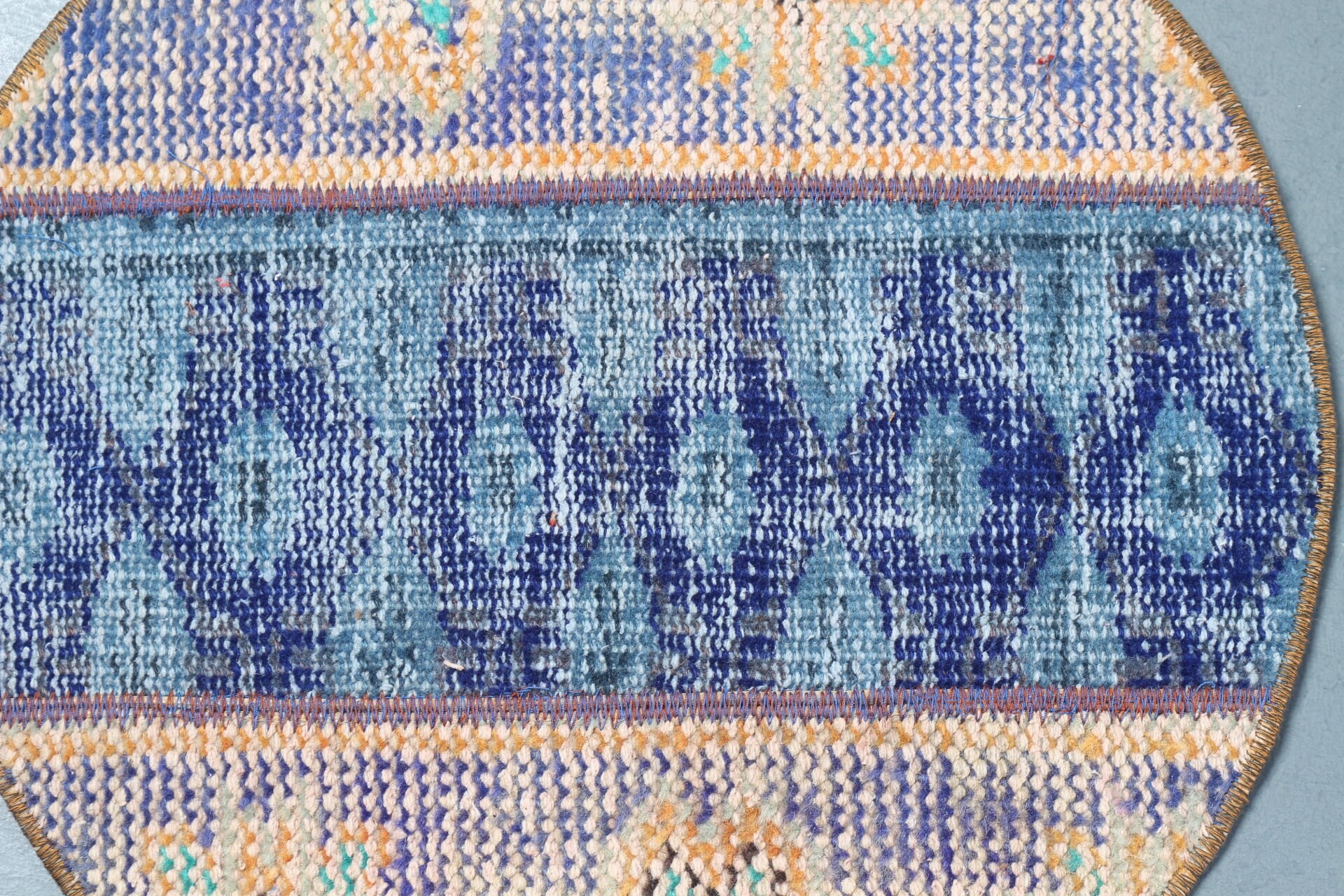Abstract Rug, Vintage Rug, Turkish Rugs, Moroccan Rug, 1.7x1.7 ft Small Rug, Nursery Rugs, Entry Rugs, Oriental Rug, Blue Home Decor Rug