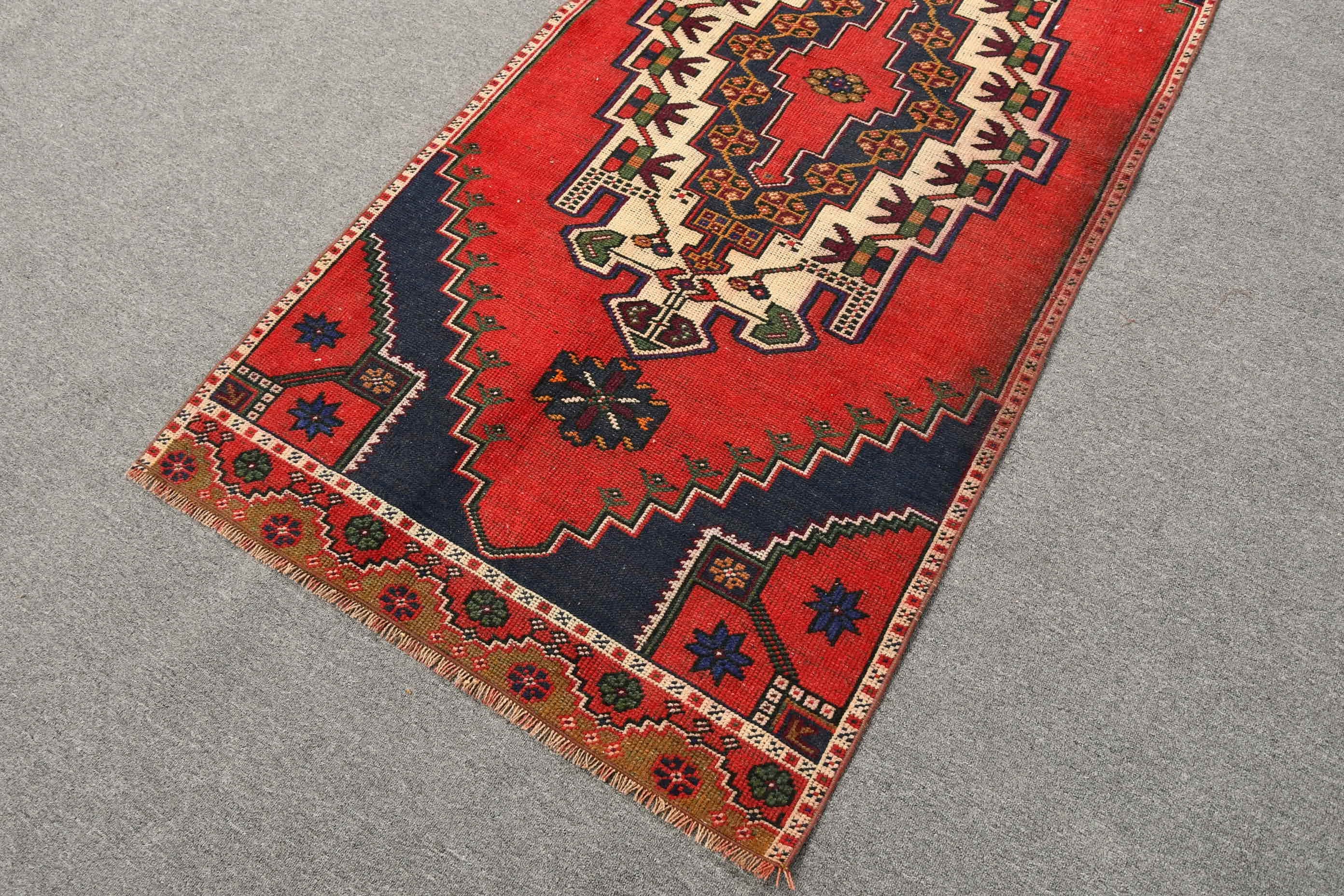 Bedroom Rugs, Kitchen Rugs, Antique Rug, Rugs for Nursery, Red Anatolian Rugs, 3.2x7.1 ft Accent Rug, Vintage Rugs, Turkish Rugs, Muted Rug