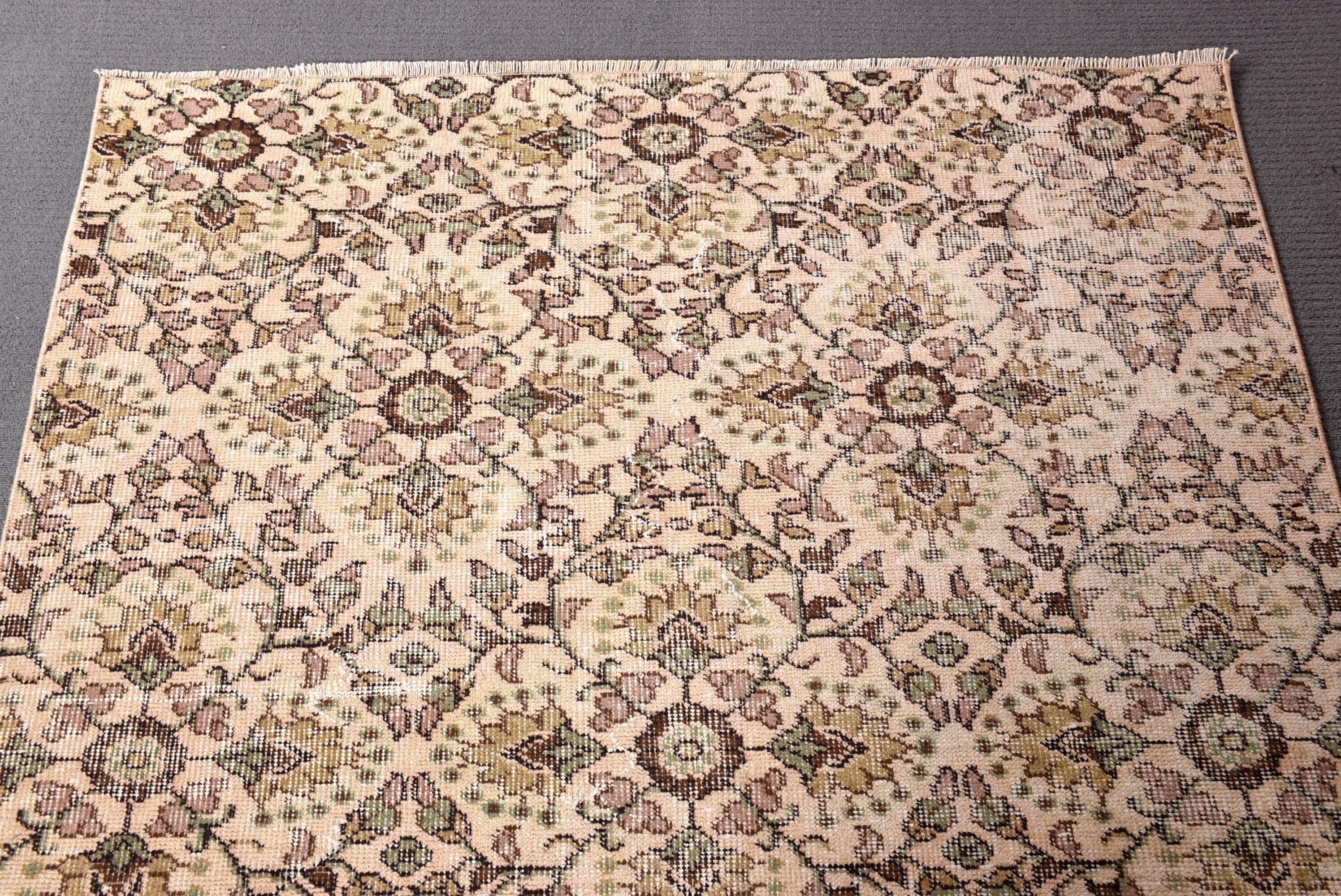 Etnik Halı, Geometrik Halılar, Alan Halıları, 4,1x6,5 ft Alan Halısı, Bej Oryantal Halılar, Türk Halısı, İç Mekan Halısı, Yatak Odası Halısı, Vintage Halı