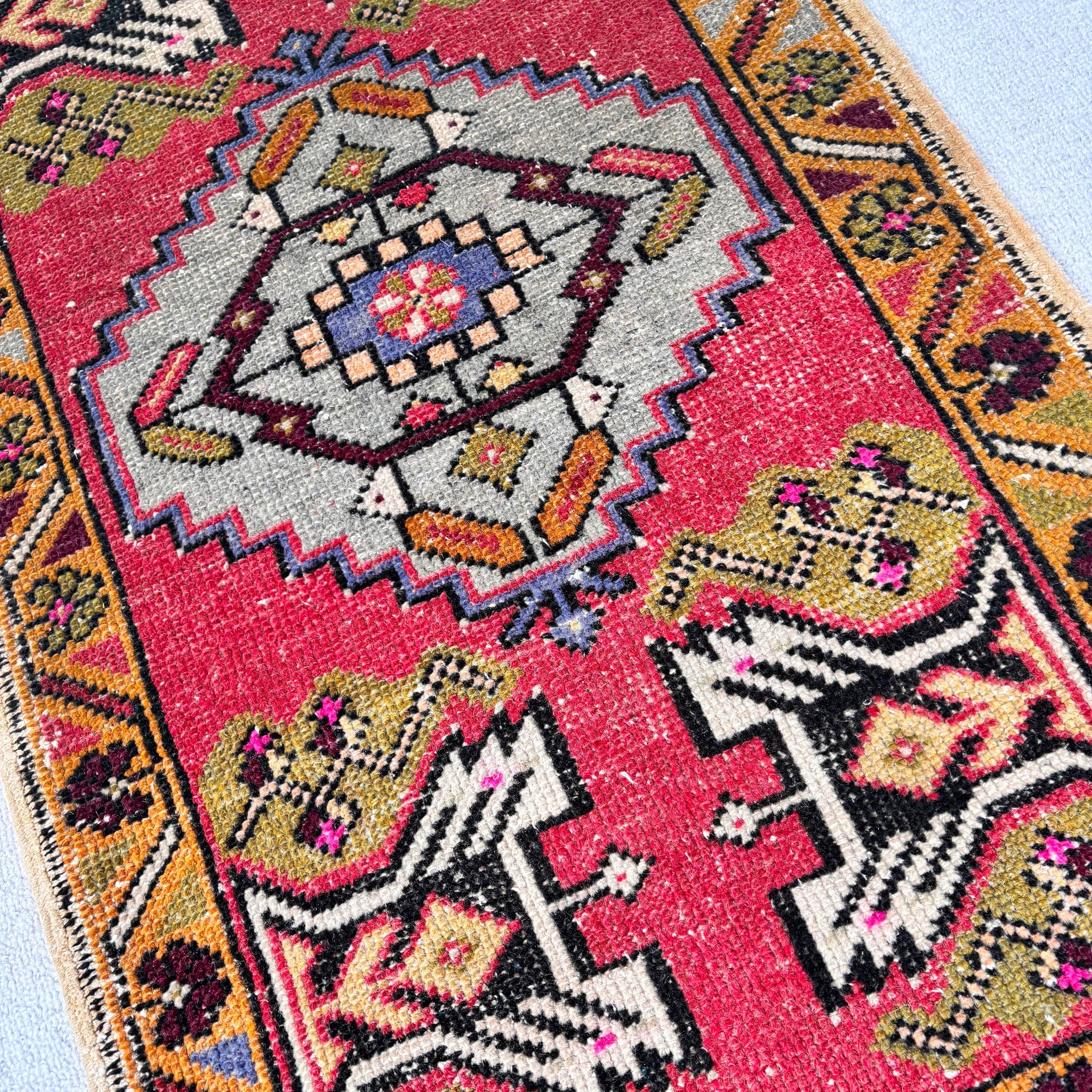 Home Decor Rugs, Cool Rugs, Rugs for Car Mat, Vintage Rug, 1.8x3 ft Small Rugs, Bath Rug, Turkish Rugs, Red Boho Rug, Wall Hanging Rug