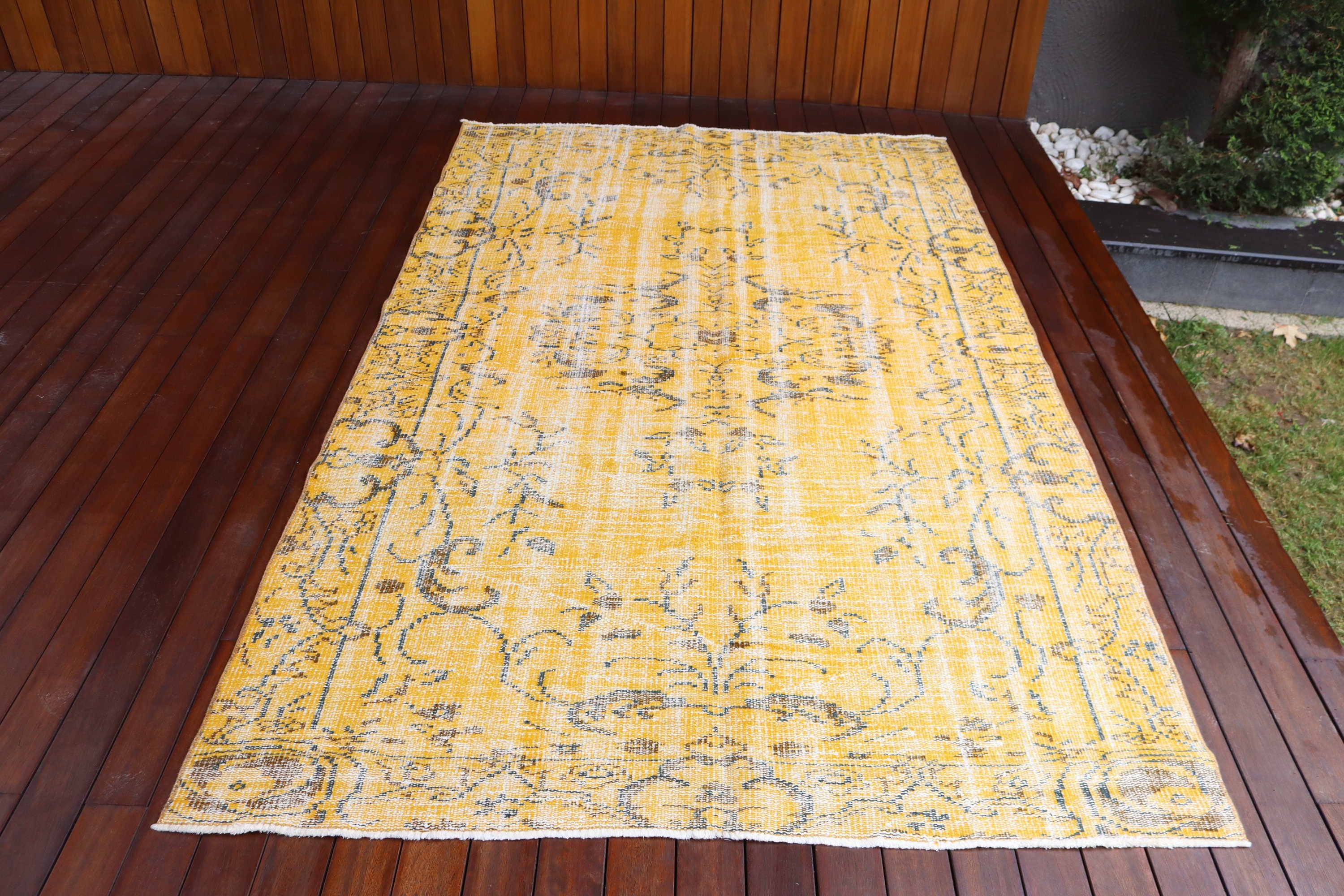 Vintage Halı, Oushak Halı, Sarı Yatak Odası Halıları, Türk Halısı, Büyük Oushak Halıları, Nötr Halı, Modern Halı, Yemek Odası Halıları, 5x8,1 ft Büyük Halı