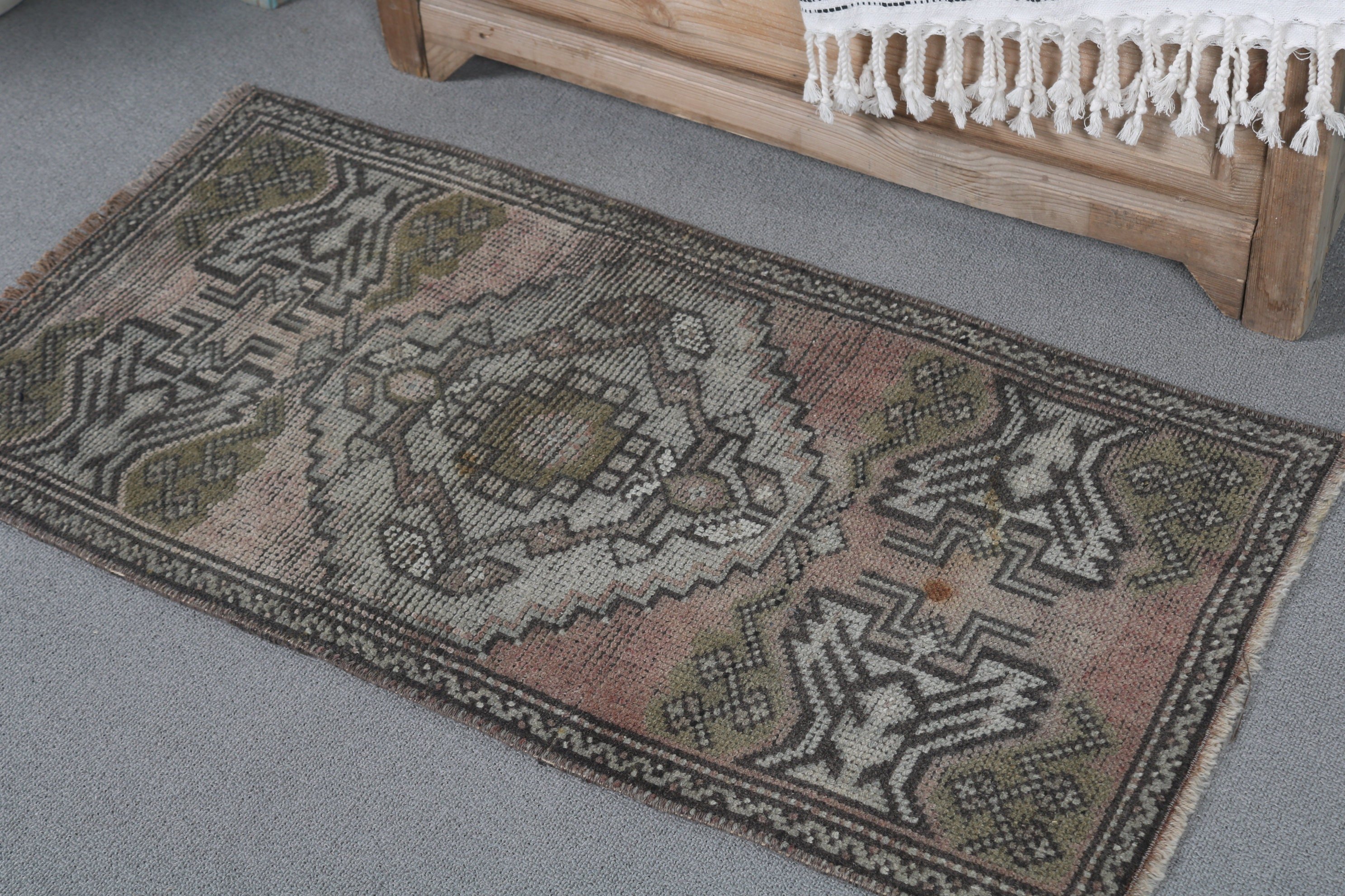 Turkish Rug, Bathroom Rug, Vintage Rug, 1.6x3.1 ft Small Rug, Bronze Antique Rug, Antique Rug, Abstract Rugs, Car Mat Rug