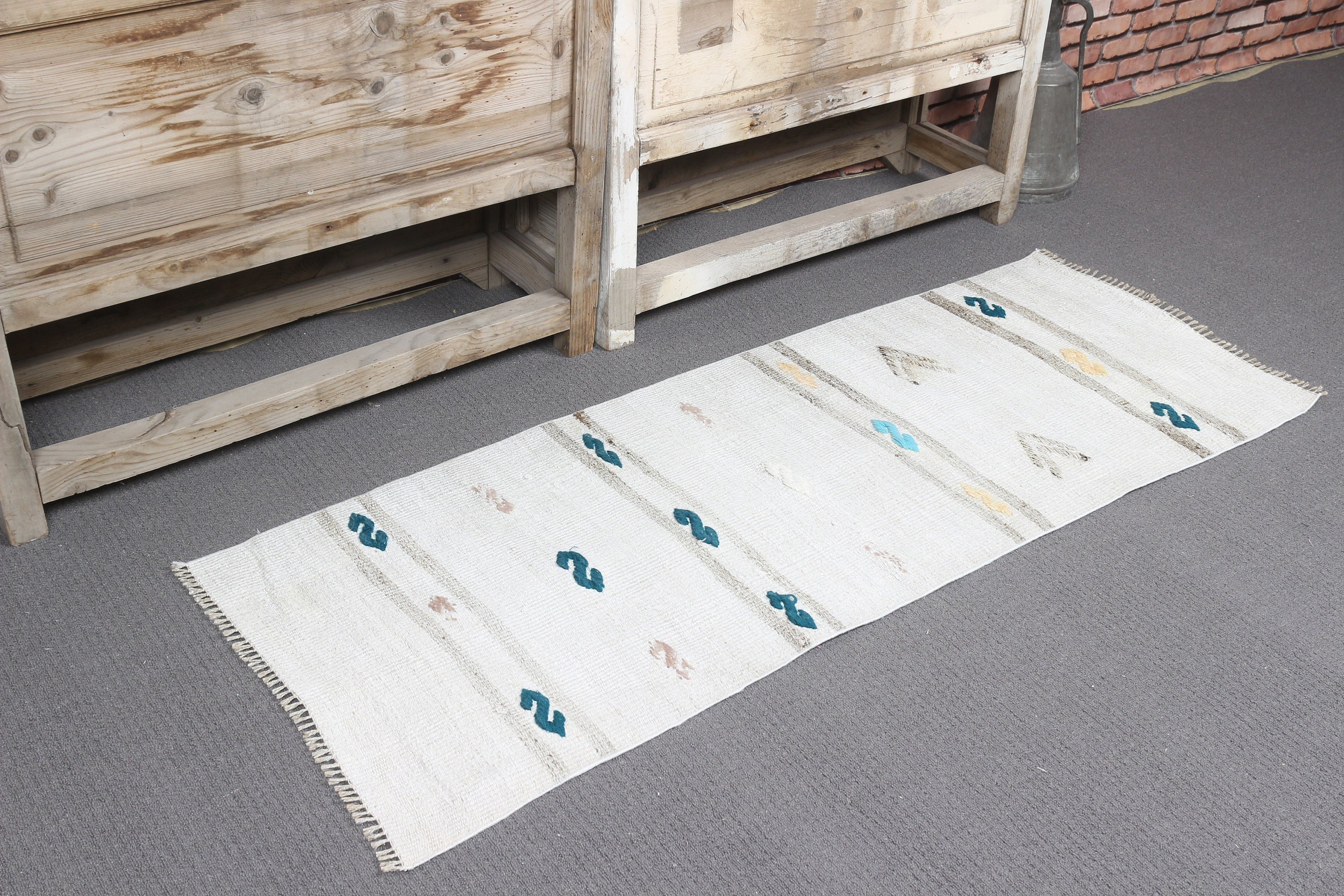 Floor Rugs, Nursery Rug, Bathroom Rugs, Kitchen Rug, White Kitchen Rugs, Anatolian Rug, Turkish Rug, Vintage Rugs, 1.7x4.6 ft Small Rug