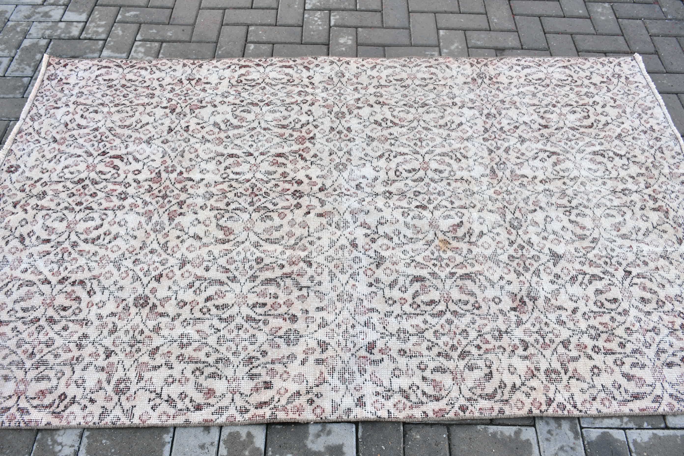 El Dokuma Halı, Oturma Odası Halısı, Türk Halısı, Oushak Halısı, Vintage Halı, Bej Mutfak Halısı, Çocuk Odası Halısı, Ev Dekor Halısı, 4.1x6.7 ft Alan Halısı